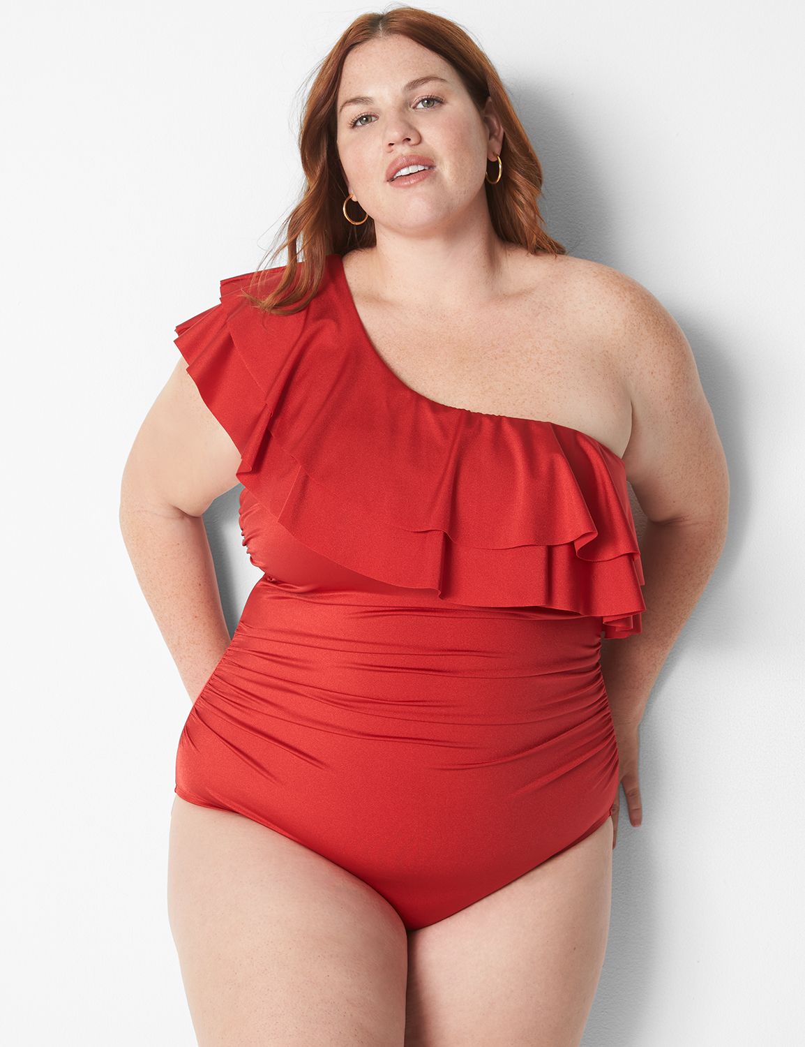 One Shoulder Ruffle One Piece 11338 Product Image 1