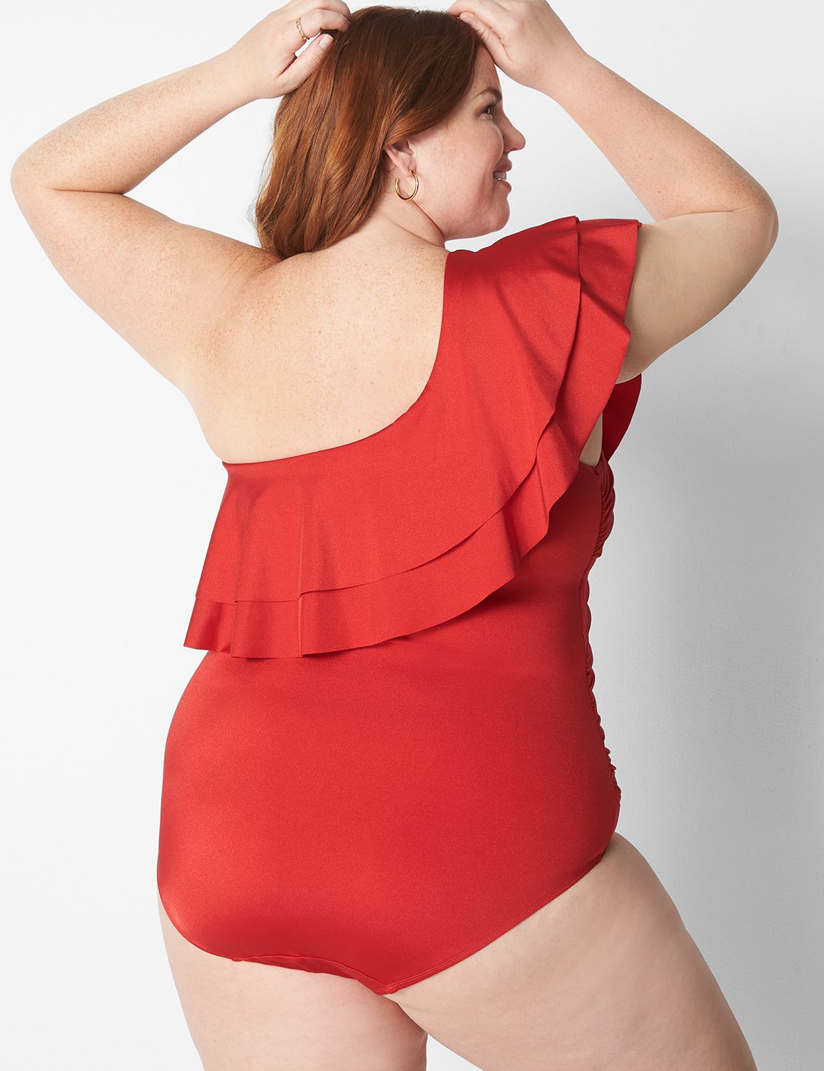 One Shoulder Ruffle One Piece 11338 Product Image 2