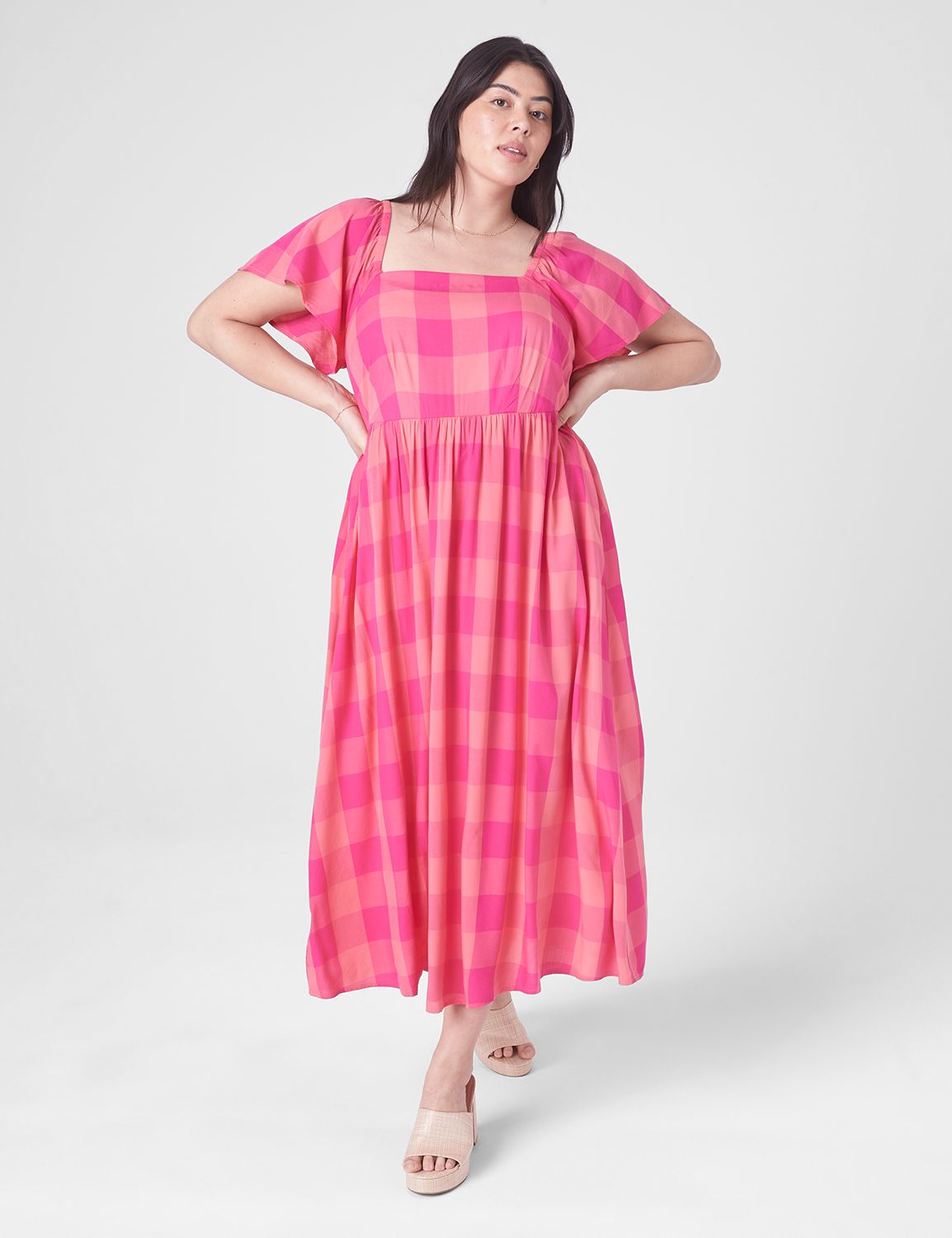 slim fit dress slacks The Flutter-Sleeve Dress in Stretch Linen main image 0