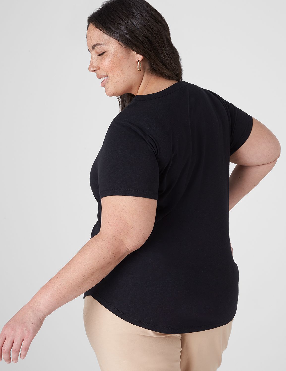 Classic Short Sleeve Deep V Neck Te Product Image 2