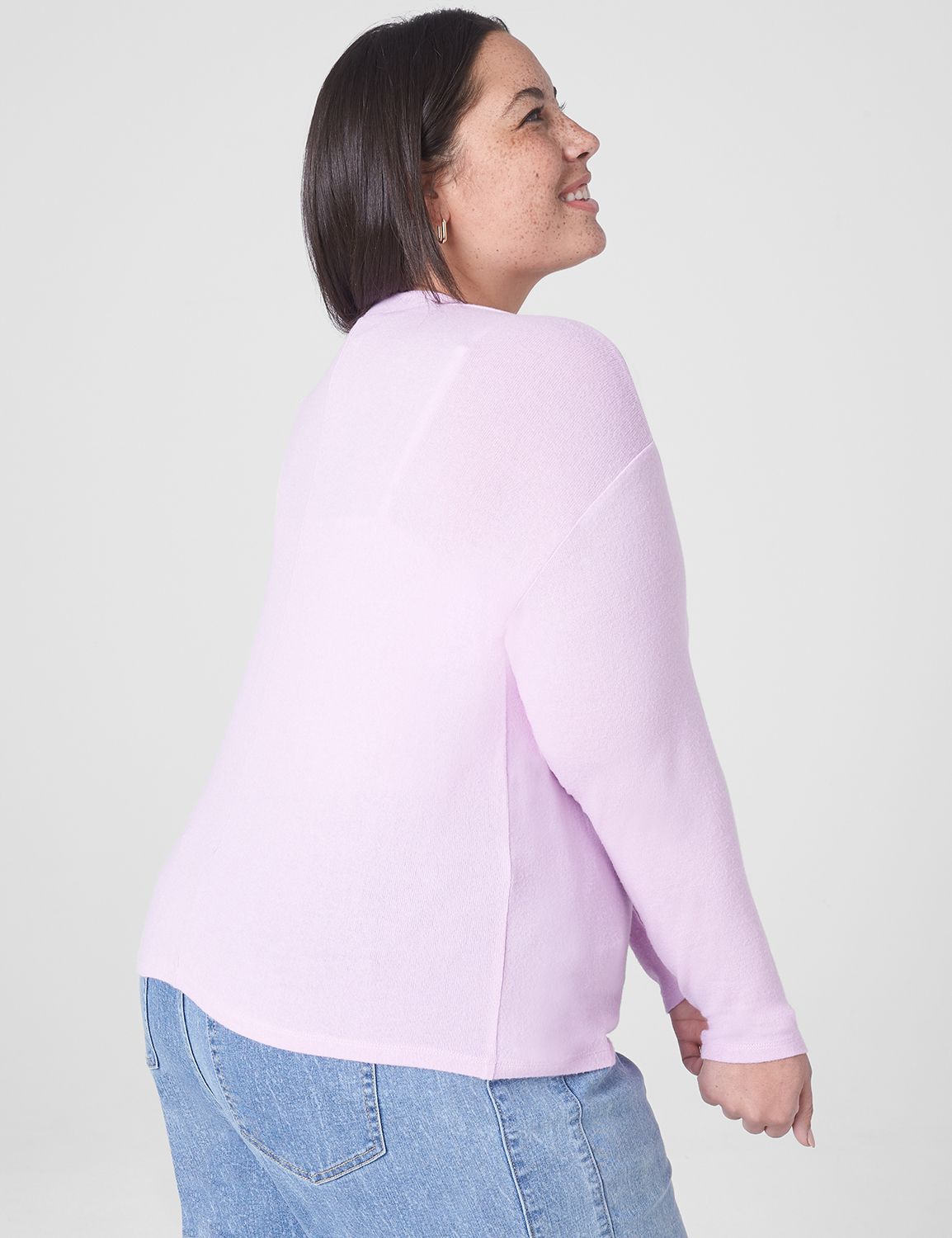 Relaxed Long Sleeve Hacci Button Fr Product Image 2