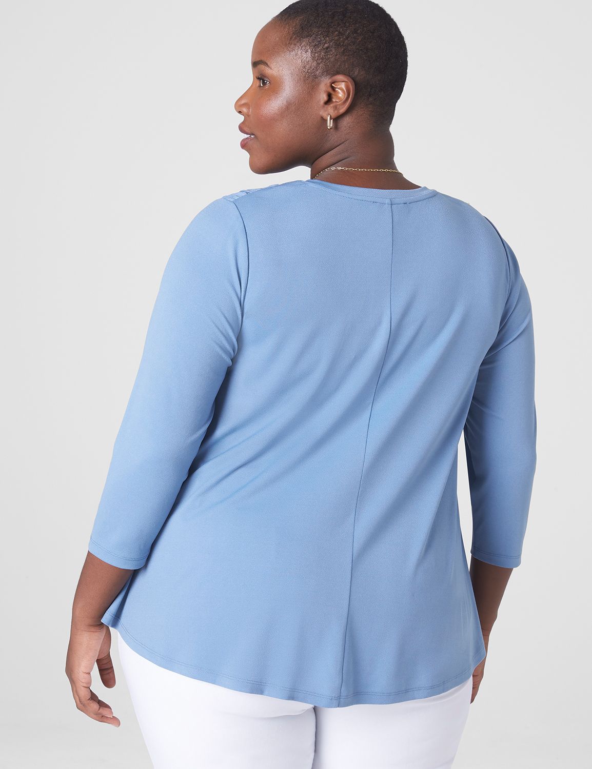 Swing 3/4 Sleeve Crew Neck Smocked Product Image 2
