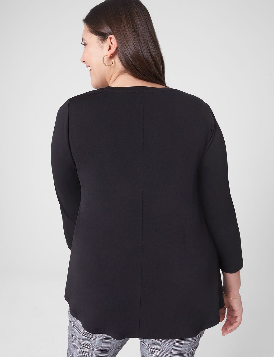 Swing 3/4 Sleeve Crew Neck Smocked Product Image 2