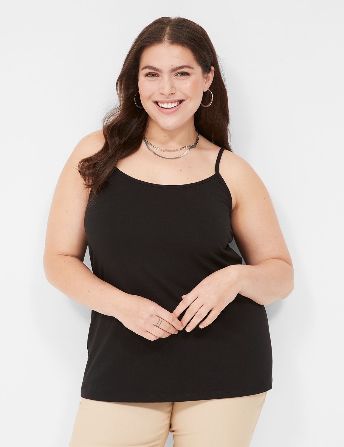 Sleeveless Cotton Cami:Ascena Black:38/40