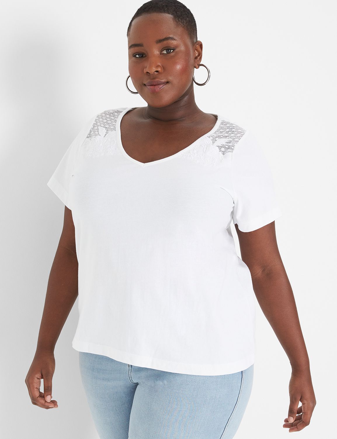 Classic Short Flutter Sleeve V-Neck | LaneBryant