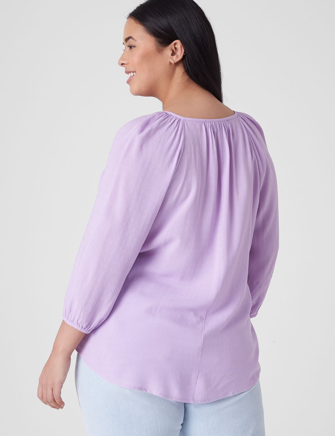 Classic 3/4 Sleeve Split Neck Trimm | LaneBryant
