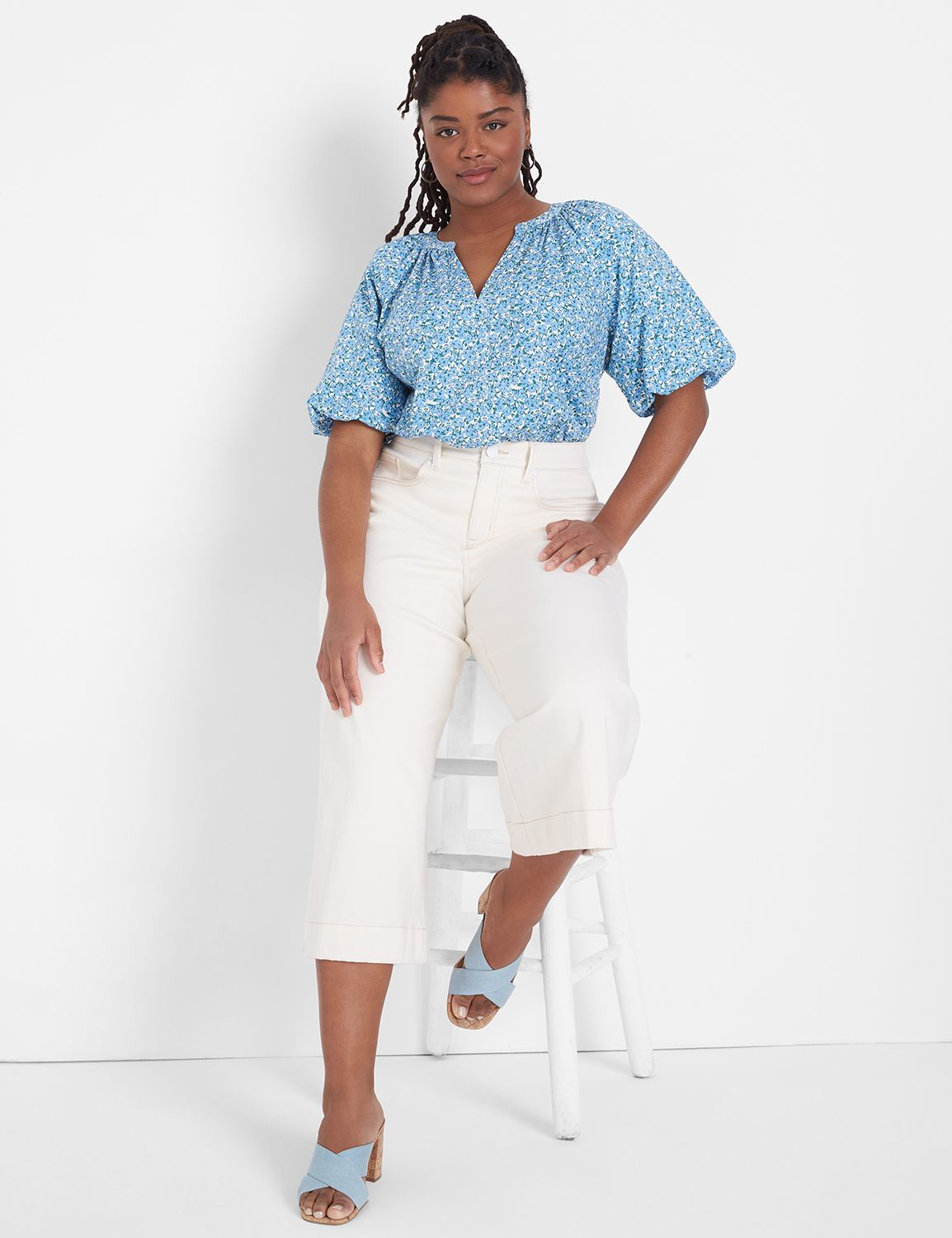 Classic Short Sleeve Split Neck Top Product Image 1