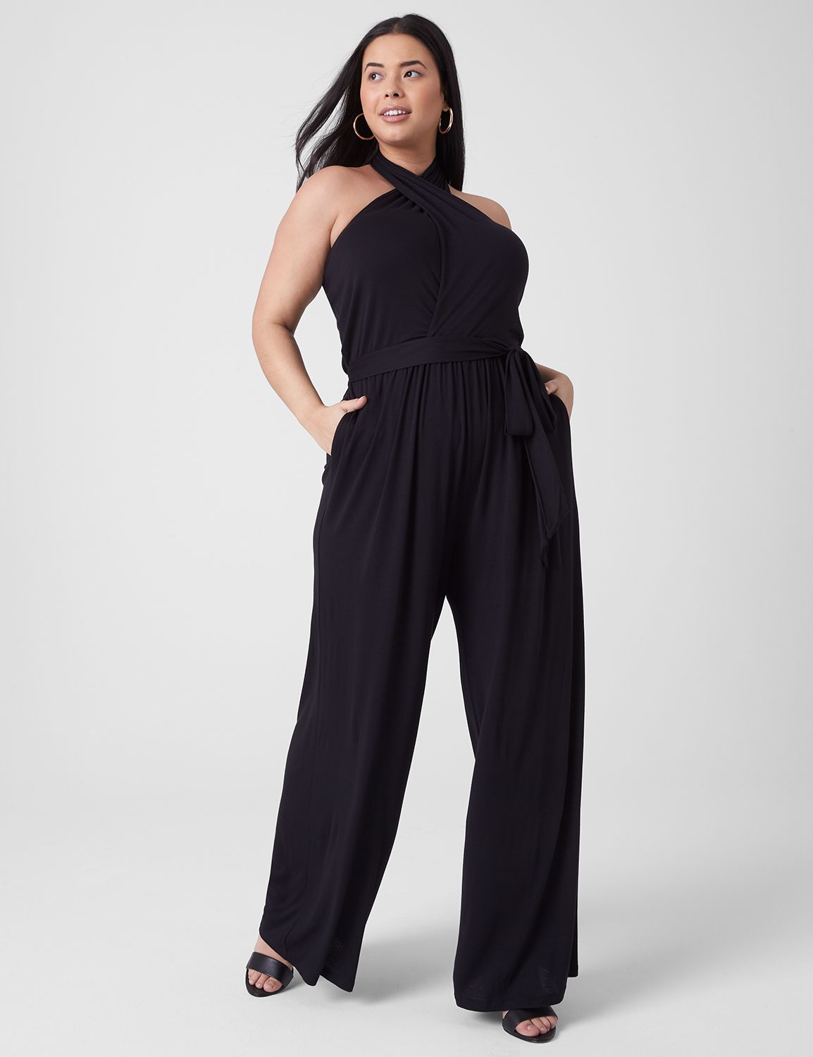 Criss-Cross Front Halter Jumpsuit