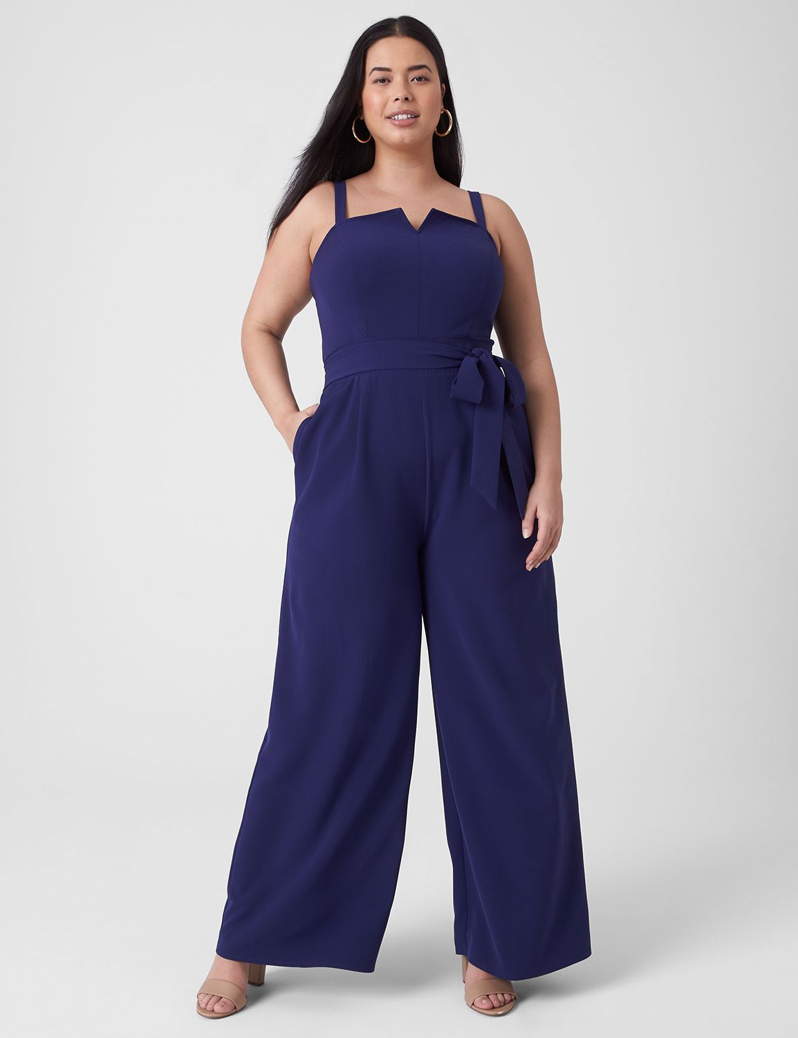 Eliza j cross cheap neck belted crepe jumpsuit