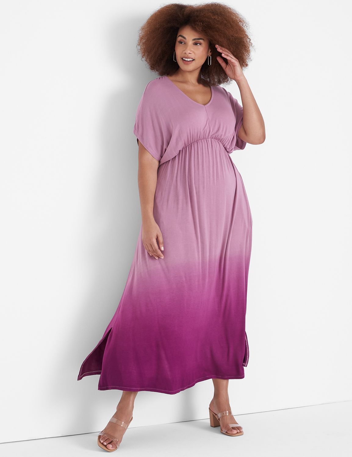 dolman sleeve flowy maxi dress Sheer Chiffon Ombre Print Maxi Dress main image 1
