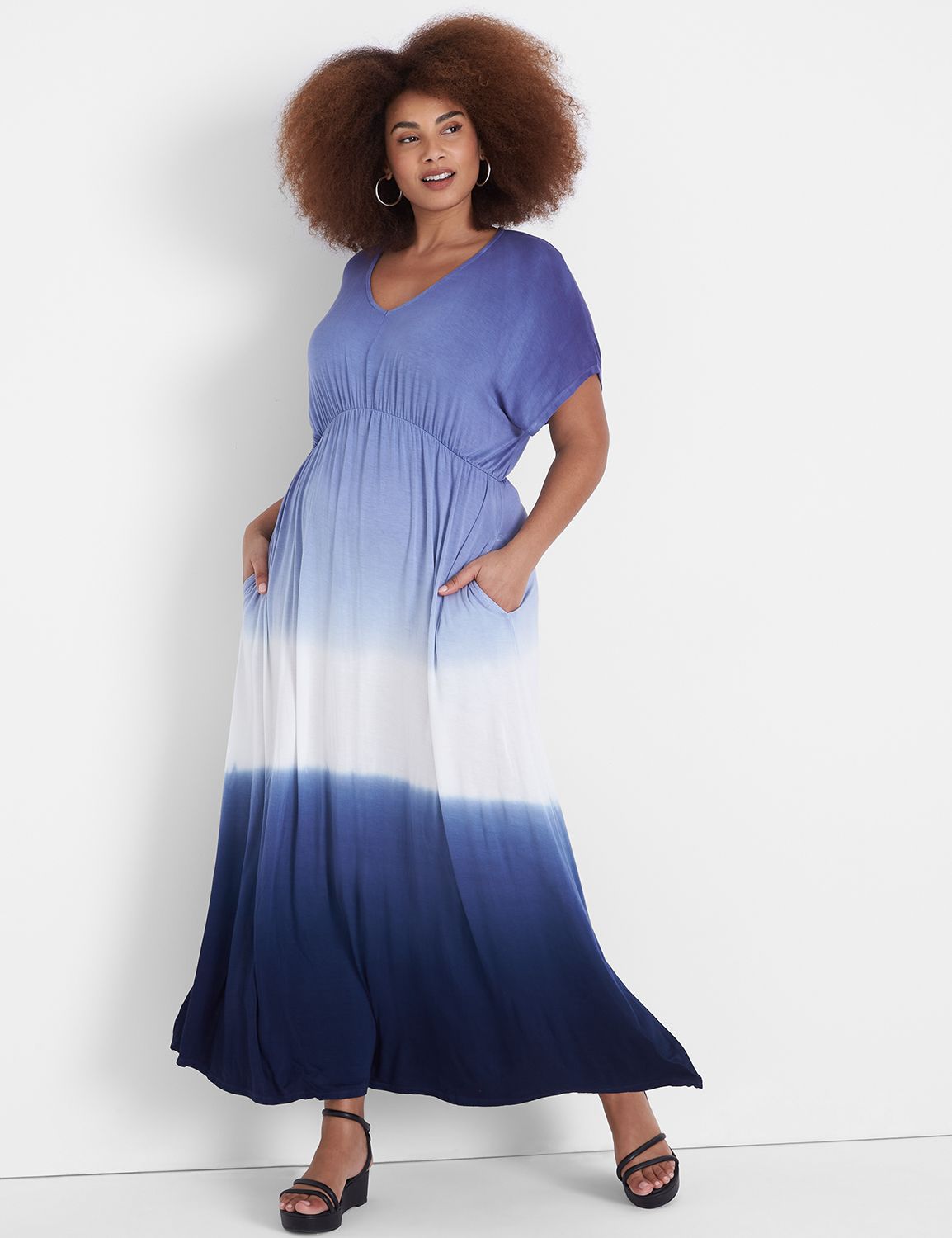 Dolman-Sleeve Side-Slit Maxi Dress