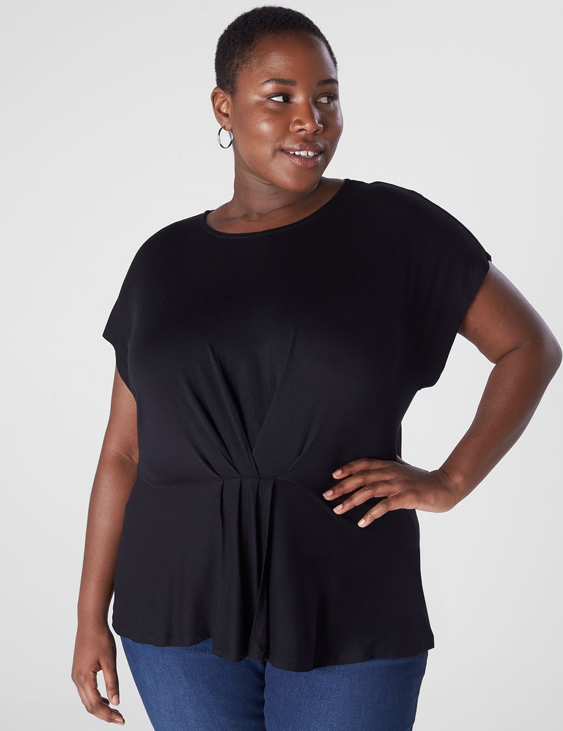 Solid knit dress Crew neck Long dolman sleeves