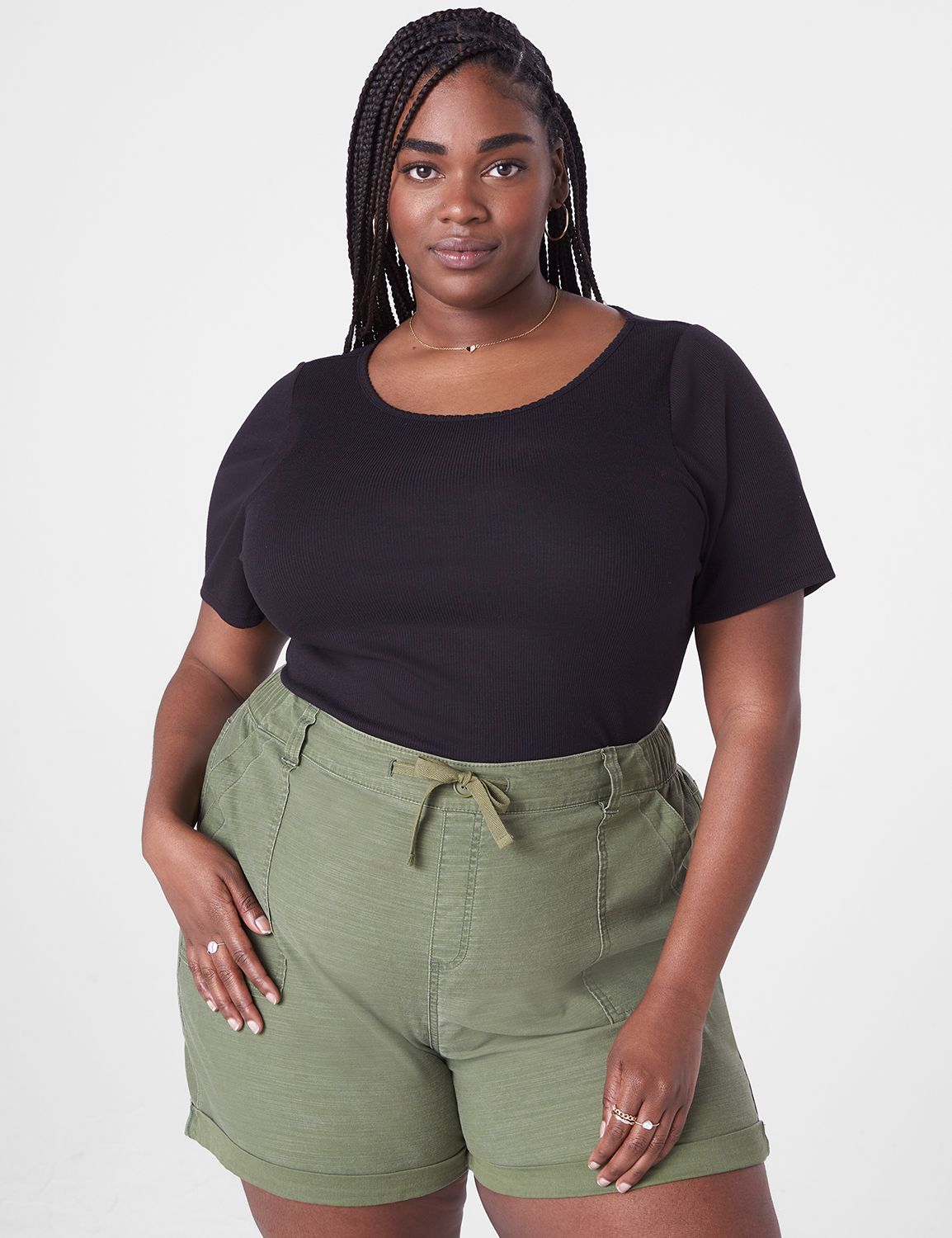 Fitted Short Sleeve Wide Crew Neck | LaneBryant