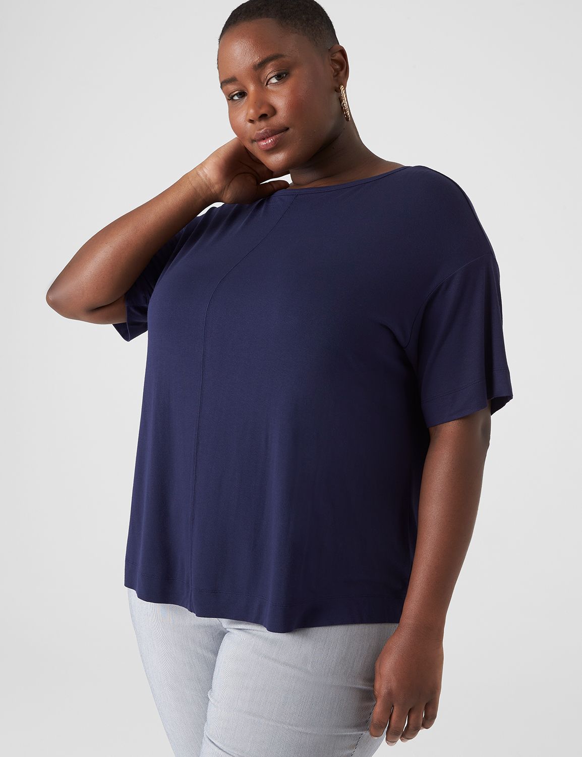 Relaxed Perfect Sleeve Wide Crew Ne | LaneBryant