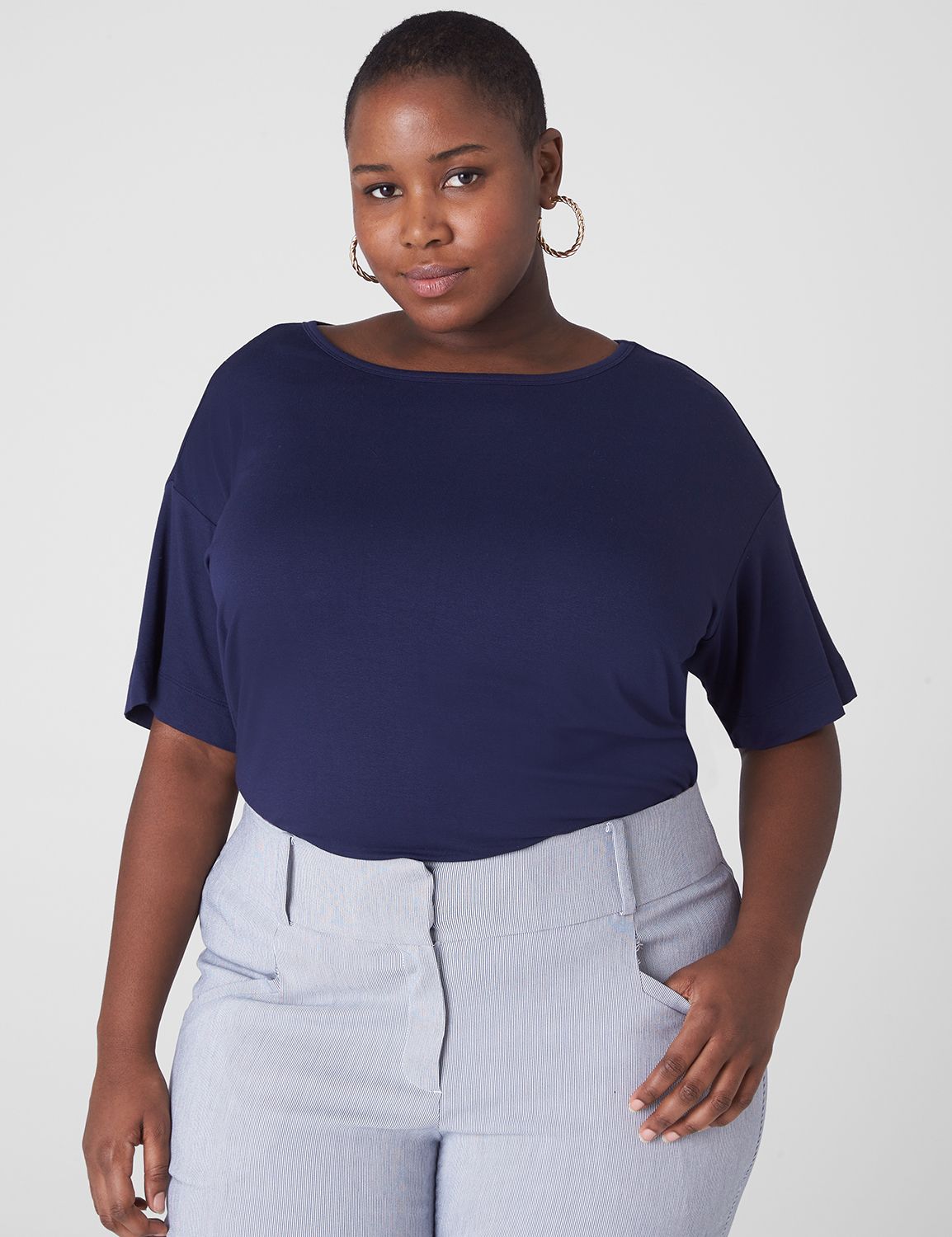 3/4 Sleeve Wide Crew Neck Top 5588O/2422