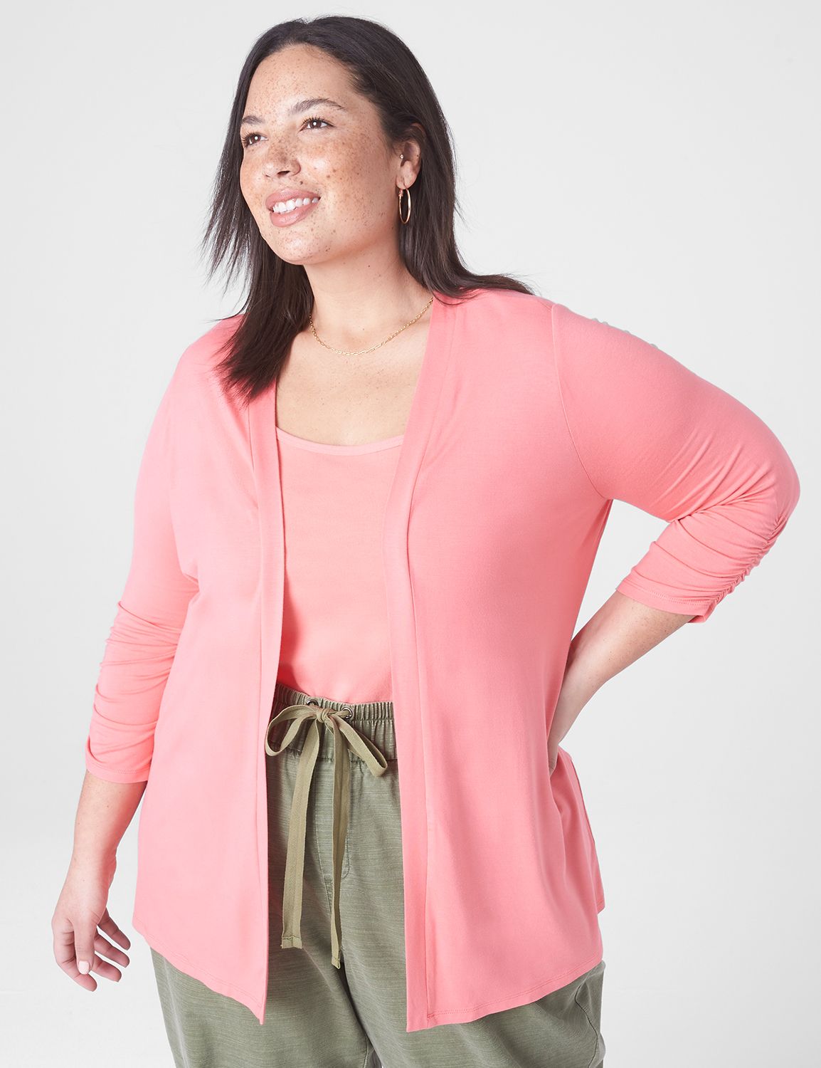3/4 Sleeve Rushed Side Top main image 0