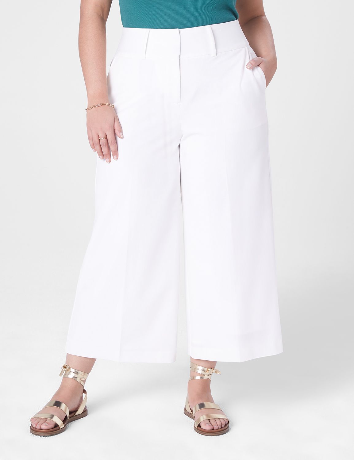 High-Rise Perfect Drape Wide Leg Capri Pant | LaneBryant