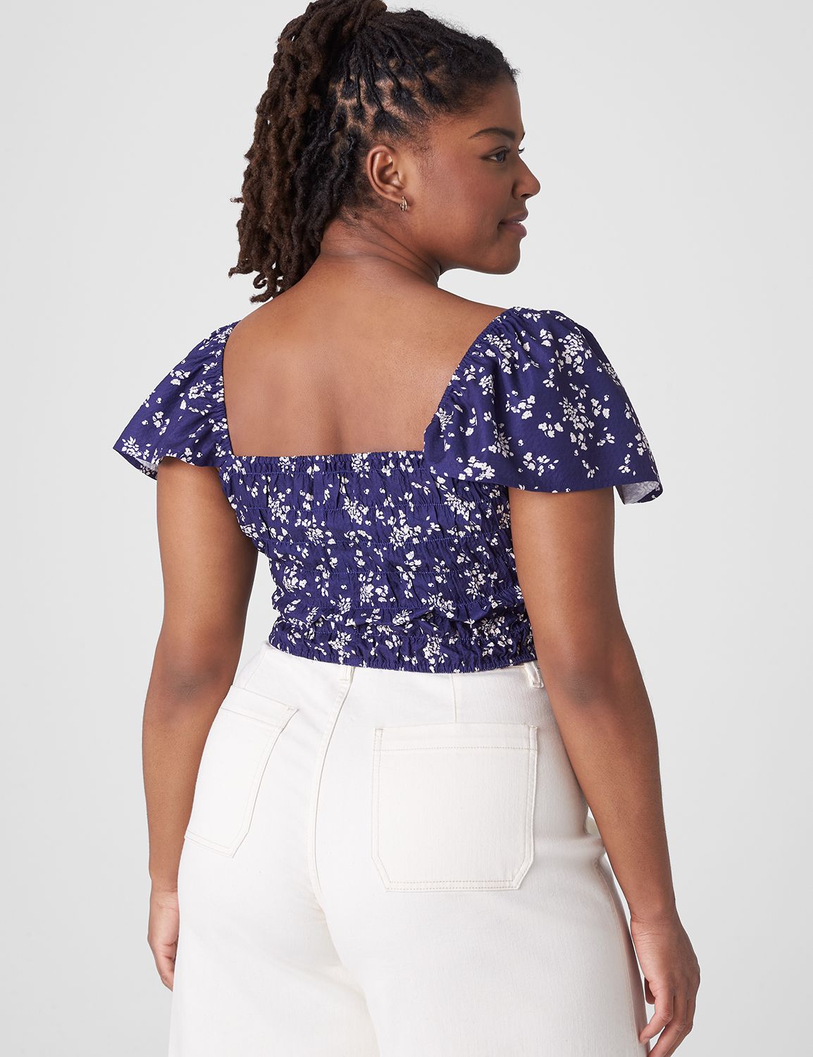 Fitted Sleeveless Ruffle Strap Smoc | LaneBryant