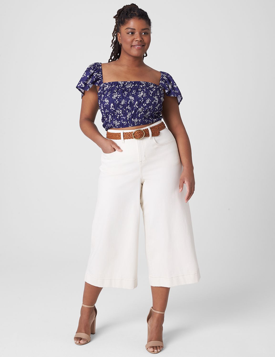 Loose Wide Capri Pants pantacourt and Matching Top, Plus Size