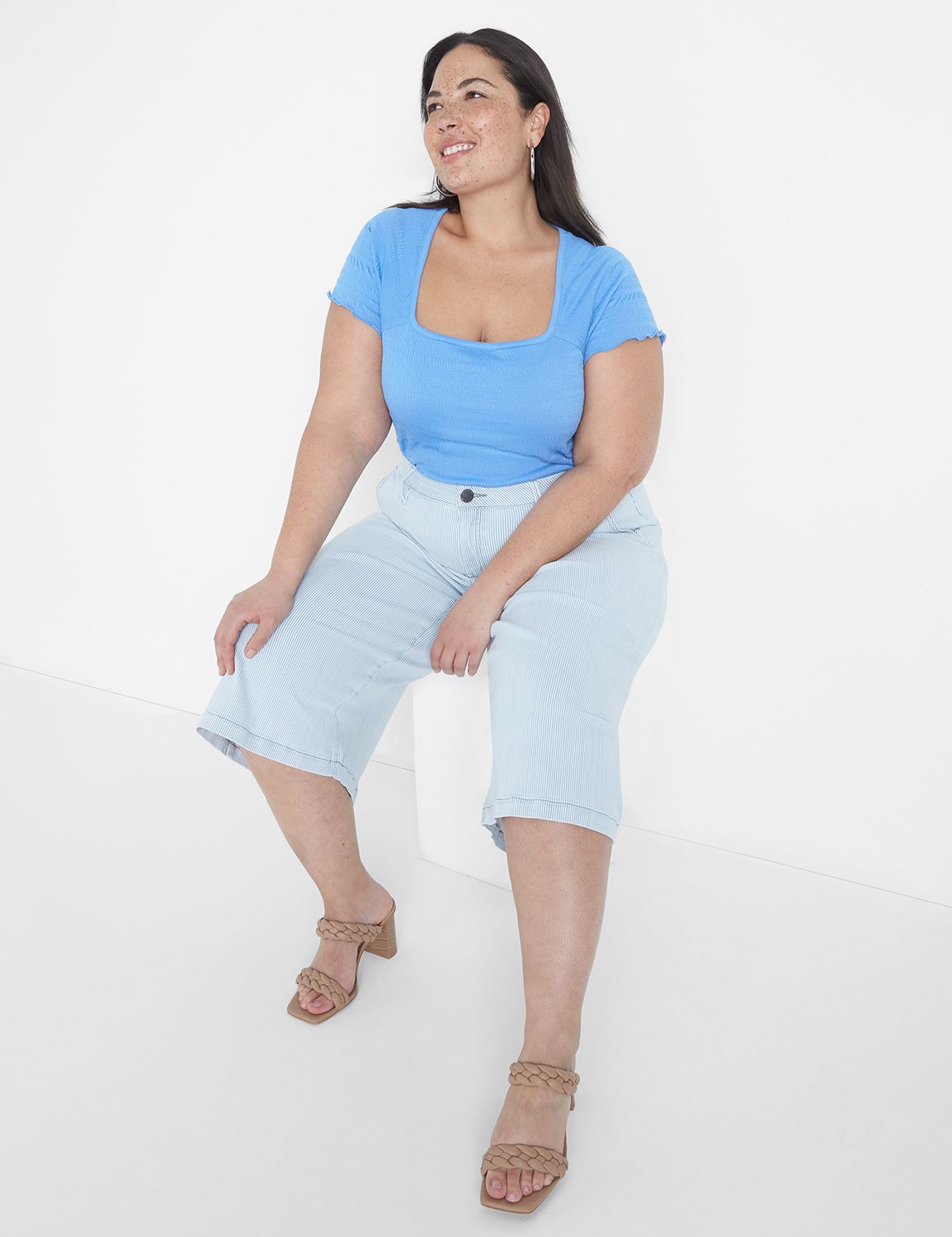 Fitted Short Sleeve Square Neck Smo Product Image 4