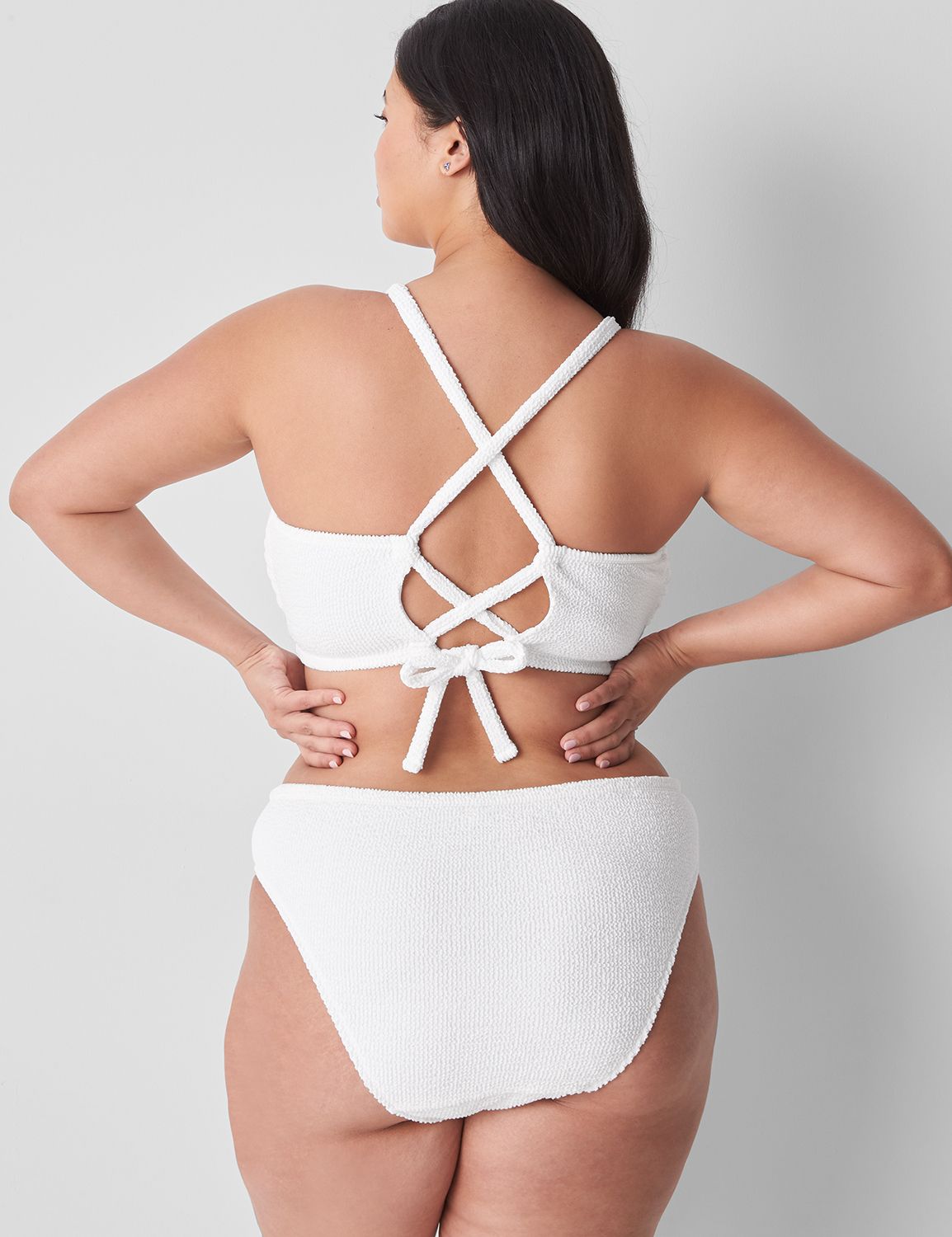 White Crinkle High Leg One Piece Swimsuit