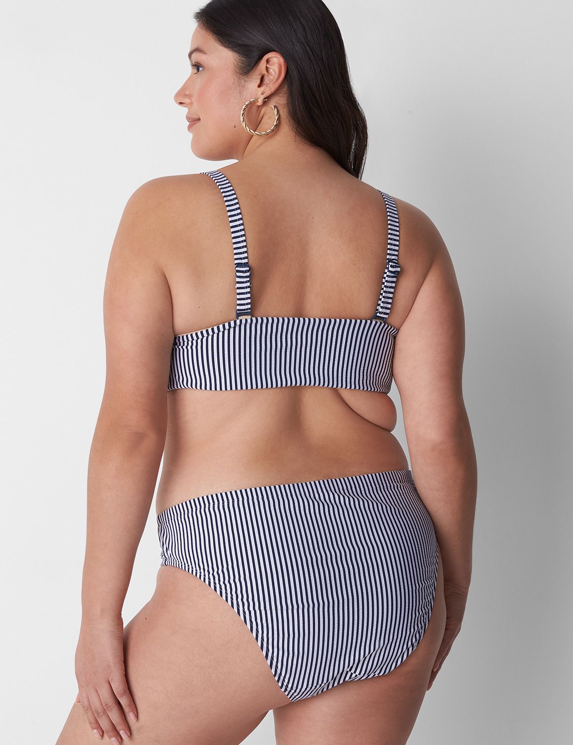 Mid-Rise Striped Seersucker Classic Bikini Swim Bottoms for Women