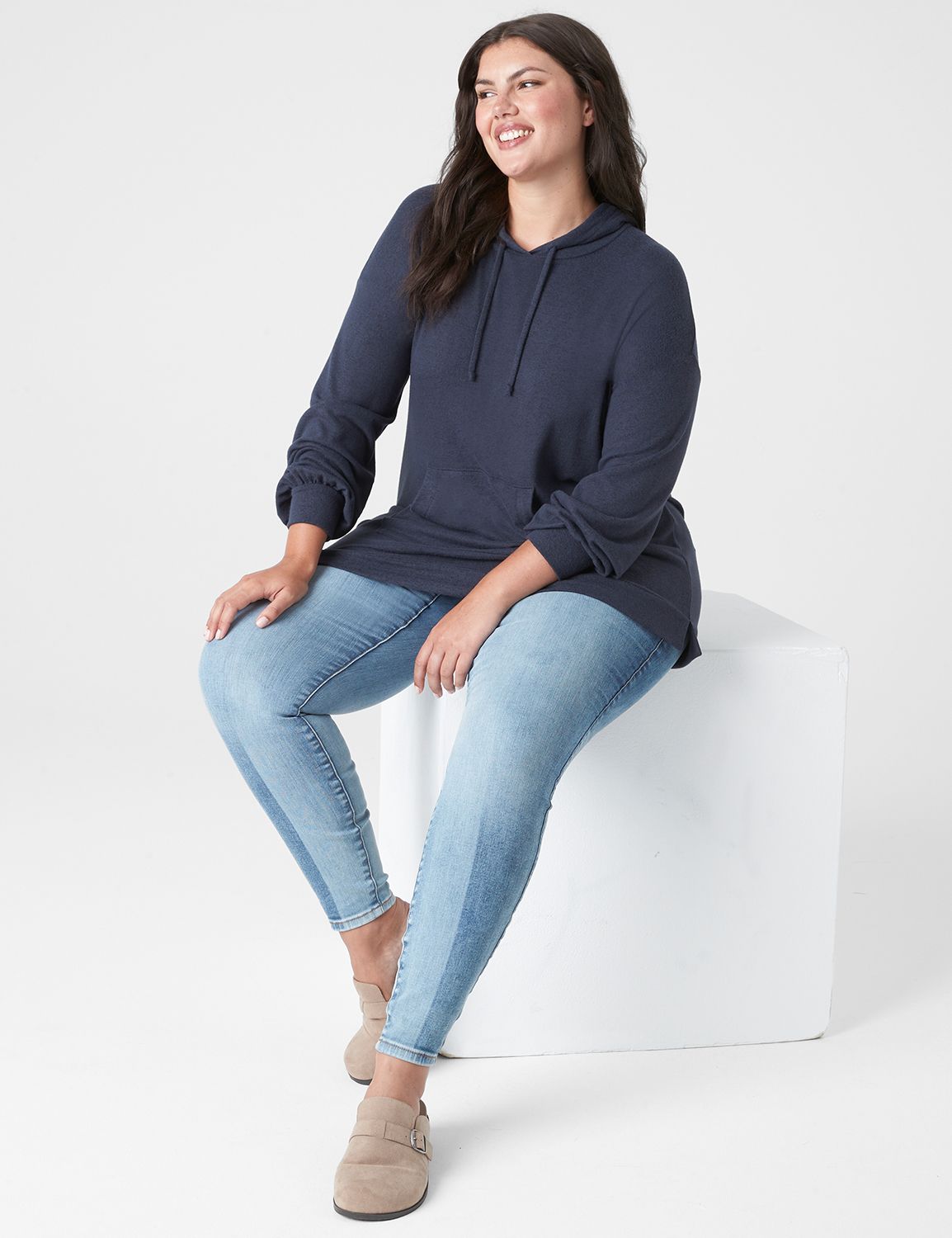 Relaxed Long Blouson Sleeve Hoodie Product Image 3