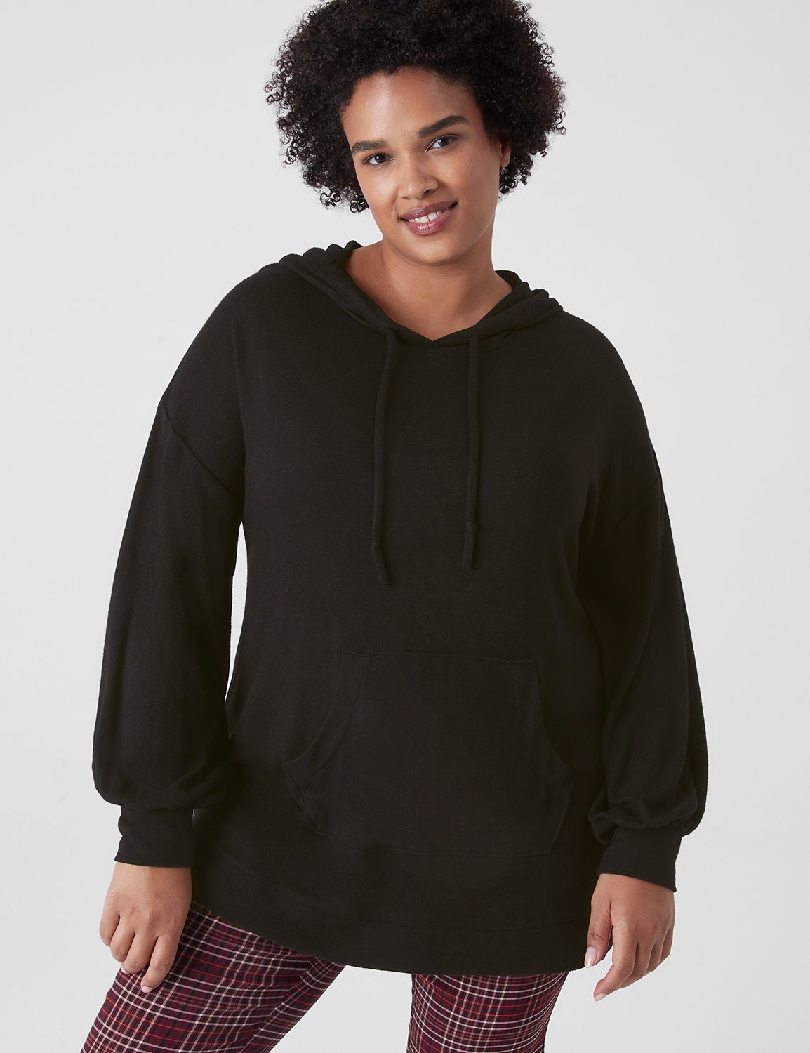 Long Sleeve Hoodie With Ruffle Hem