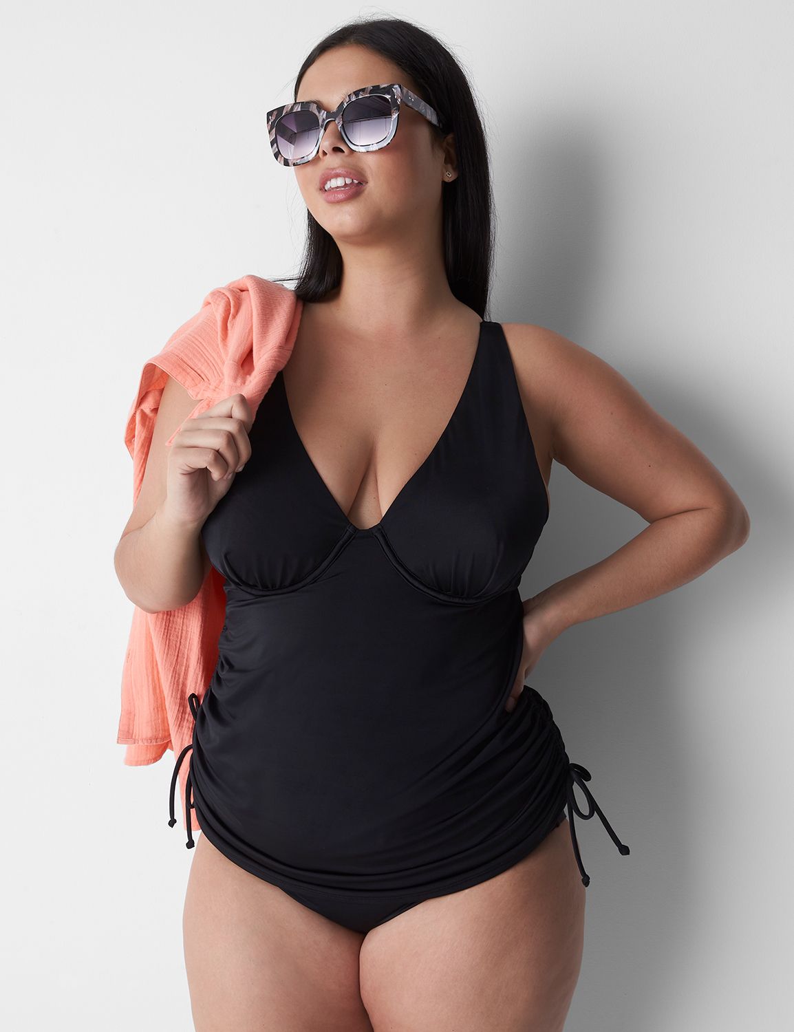 Lane Bryant Fitted Underwire Swim Tankini Top 42DDD Black, Lane Bryant (Jun  2023)