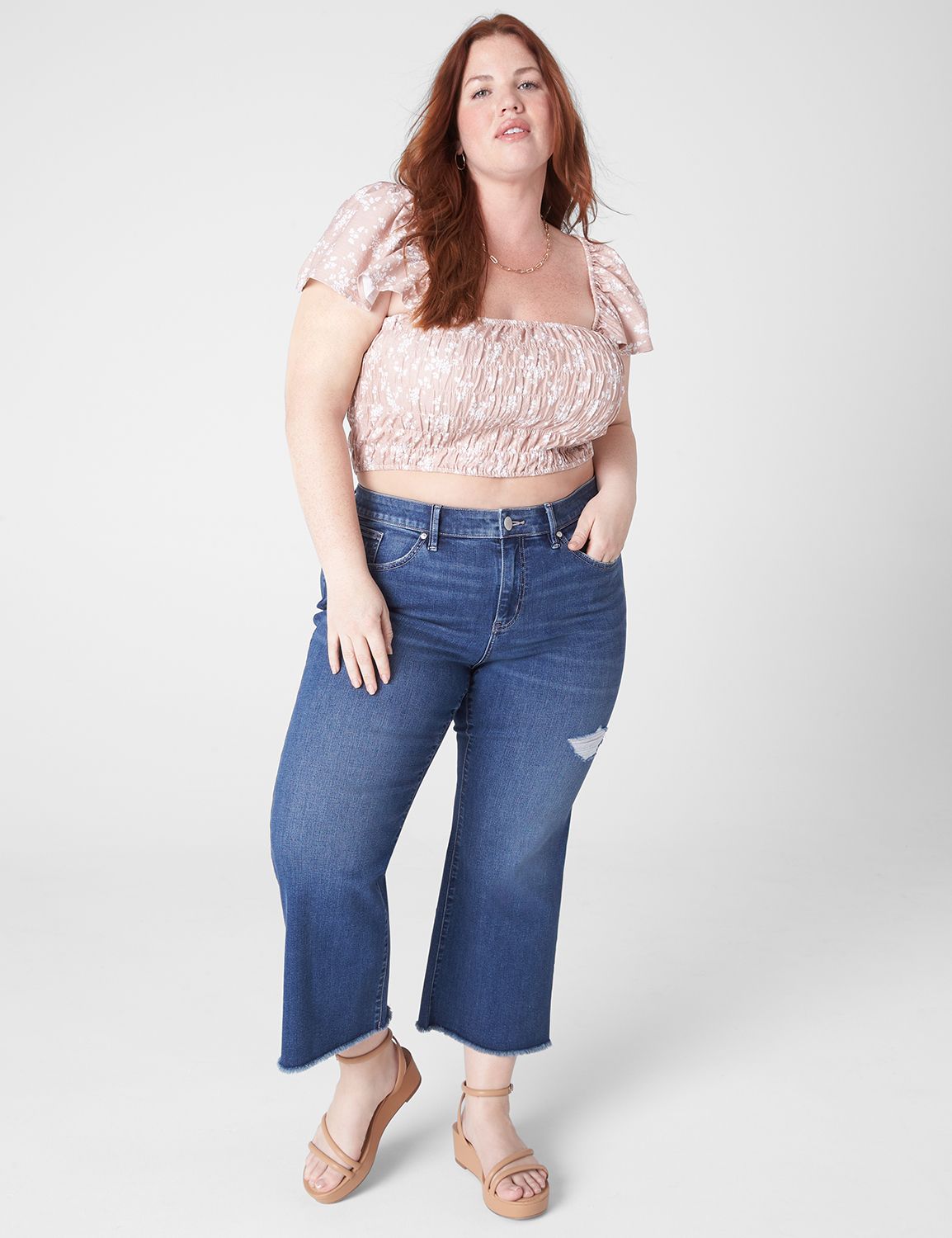 Plus size store cropped flare jeans