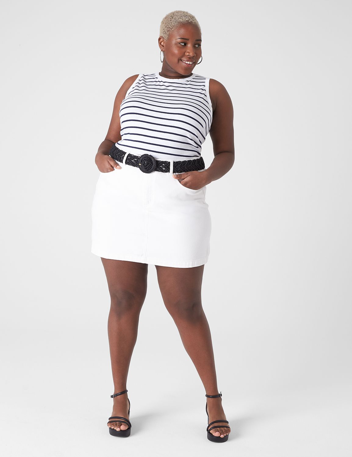 White denim mini skirt womens sale