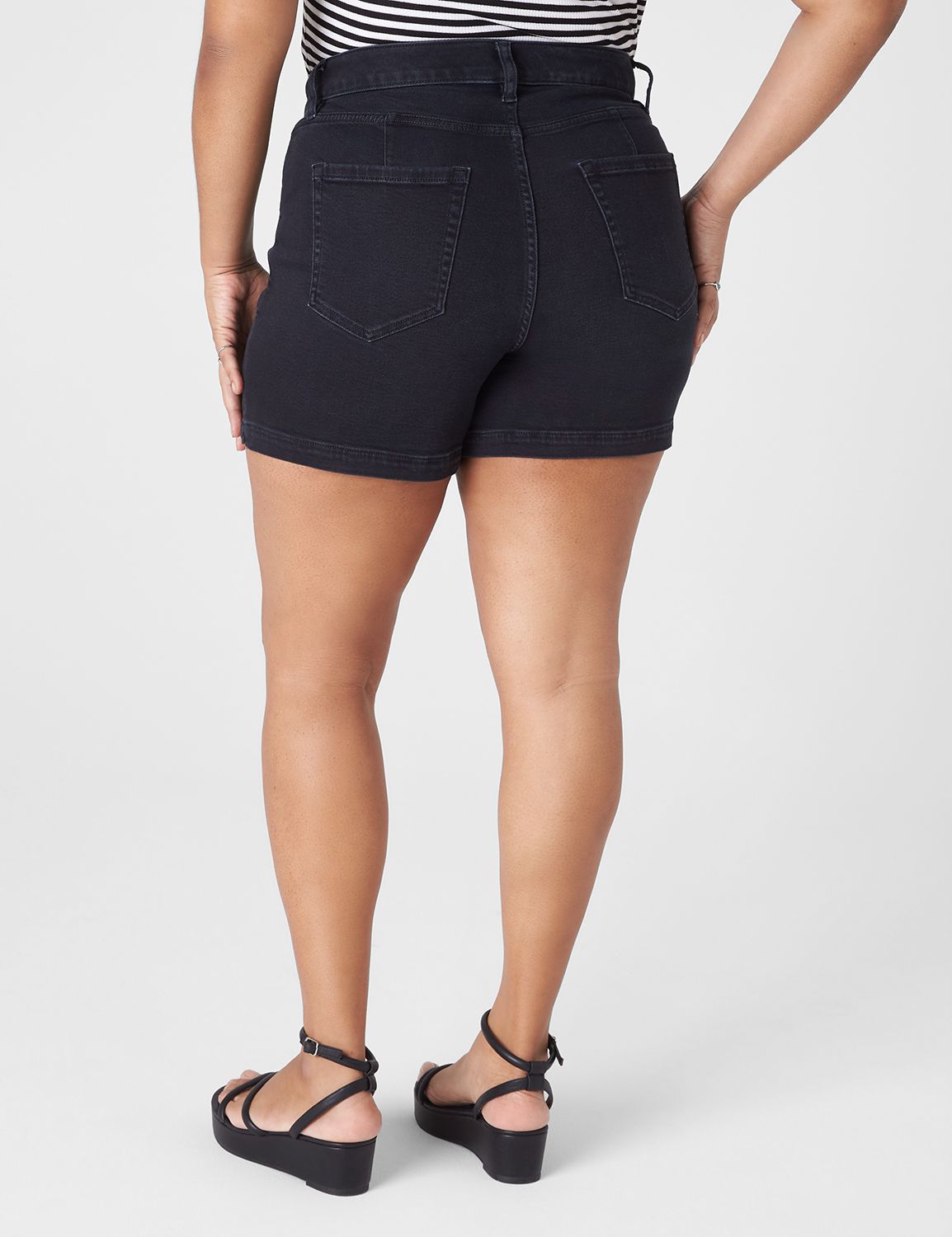 Plus Shelby High Waisted Black Denim Shorts