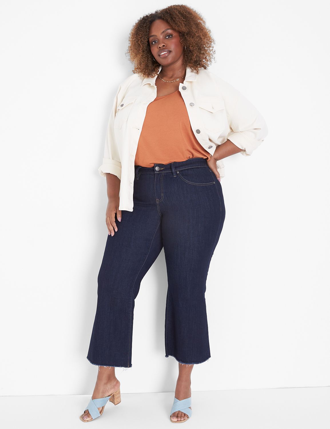 High Rise Cropped Flare Women's Jeans (plus Size) - Medium Wash