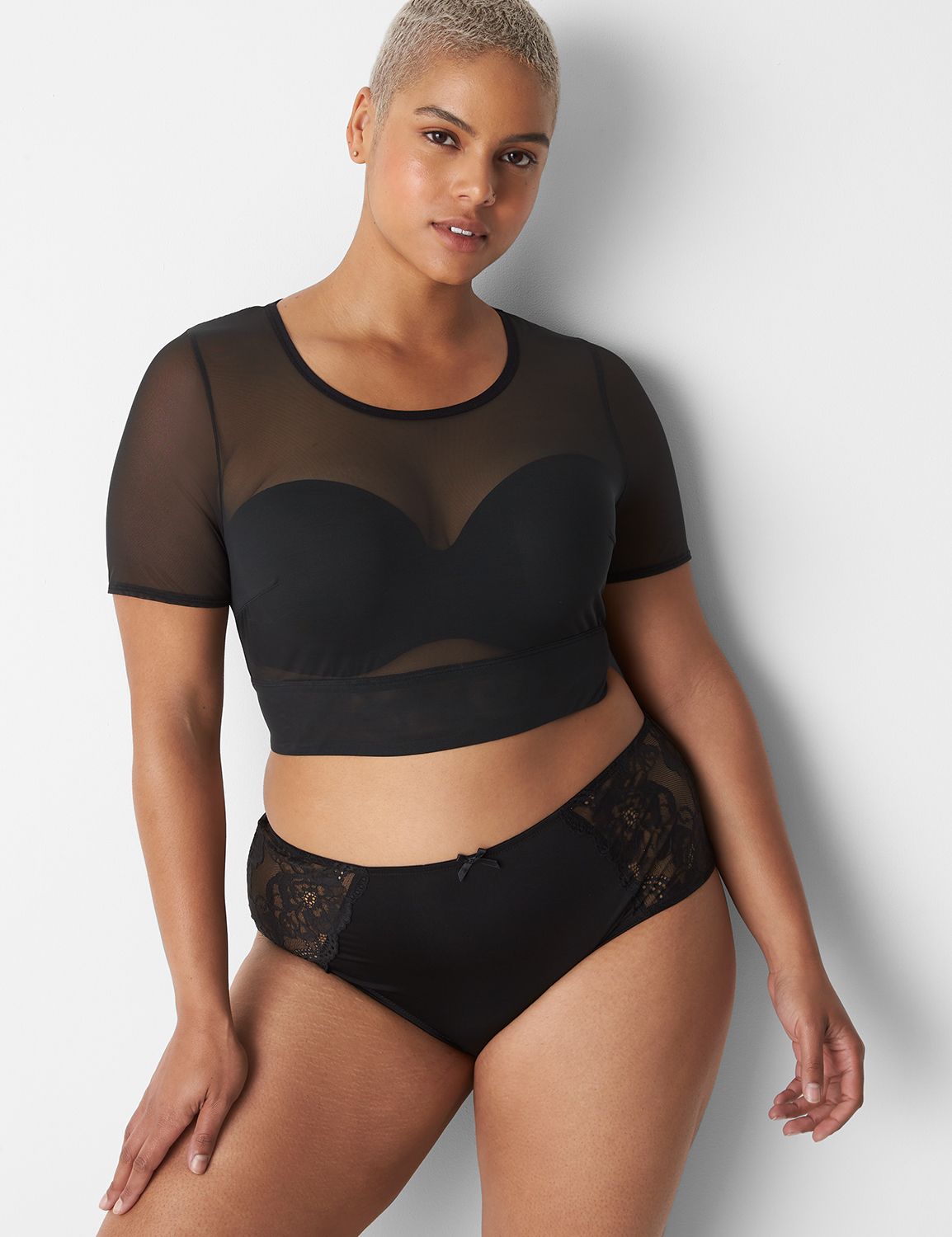 Sheer mesh top plus hot sale size