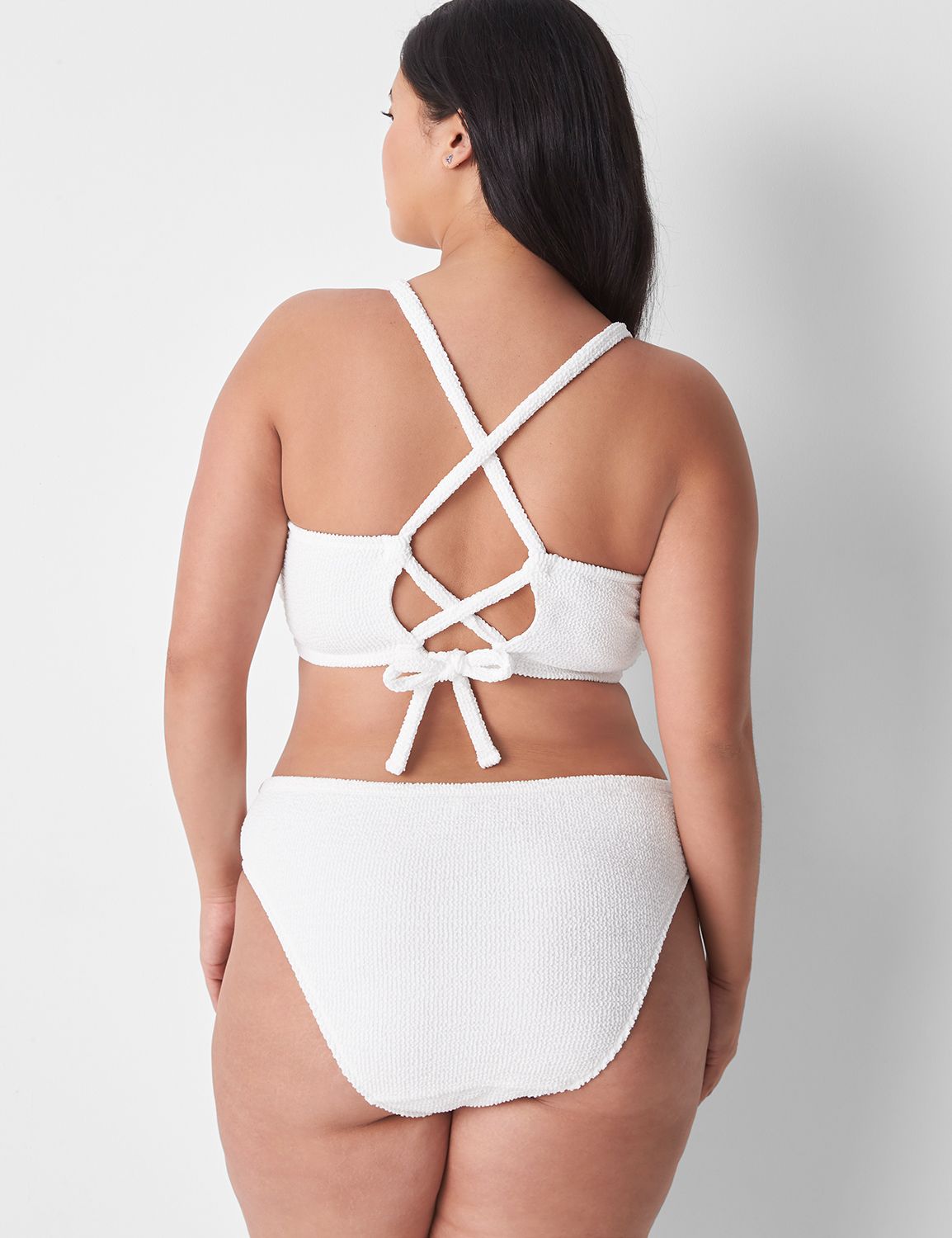 No-Wire Scoop-Neck Crinkle Swim Bikini Top