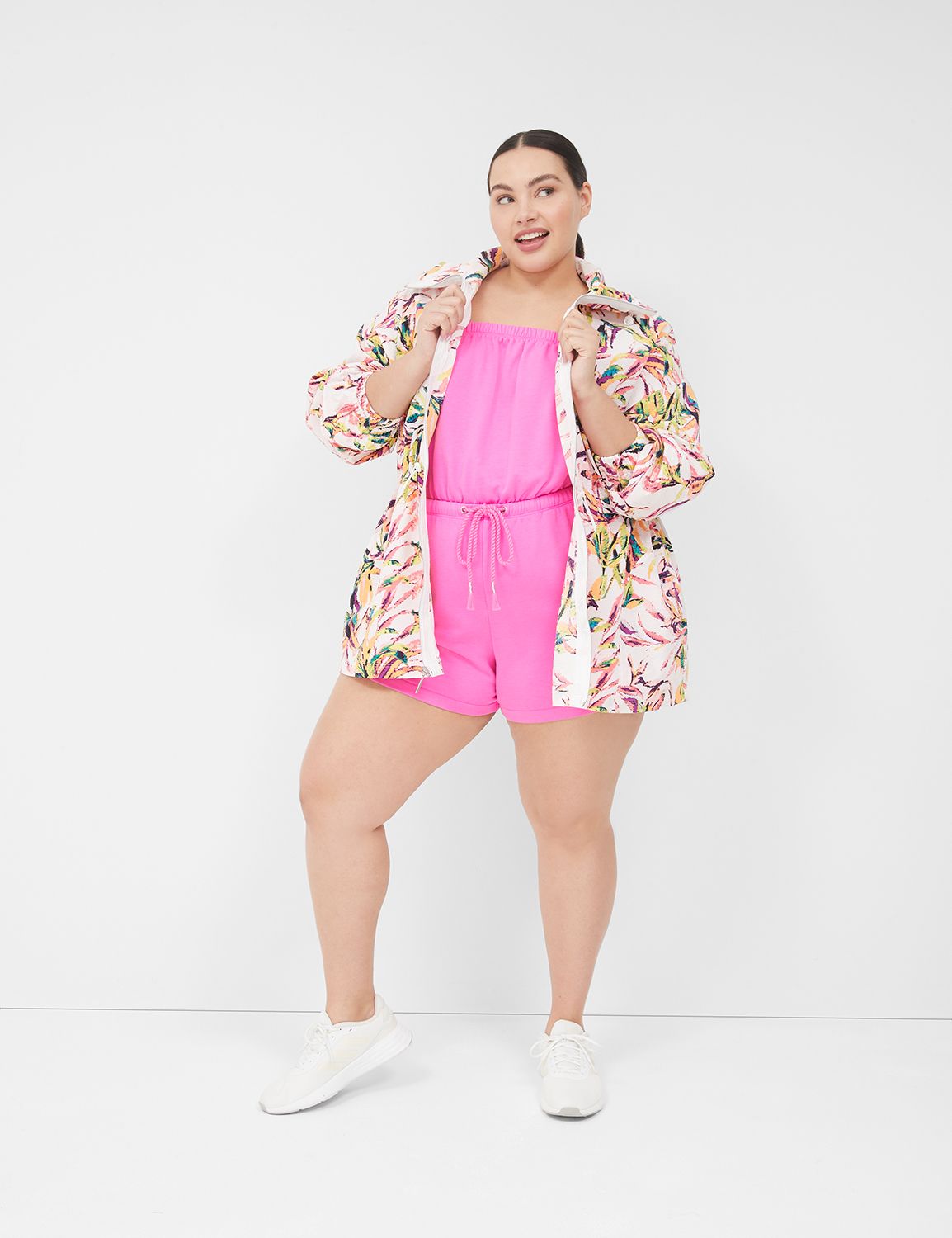 Long Sleeve Zip Front Woven Cinch W | LaneBryant