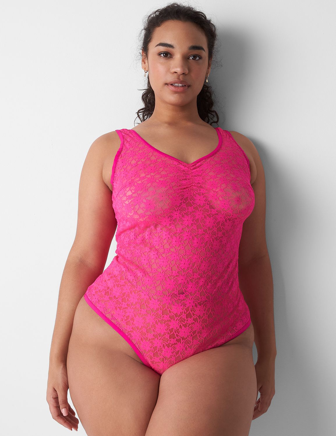 Ribbon Detail Sheer Lace Bodysuit, Bodies