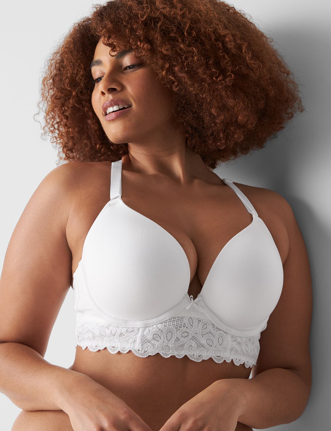 Plus Size Plungie Longline Lace Bralette