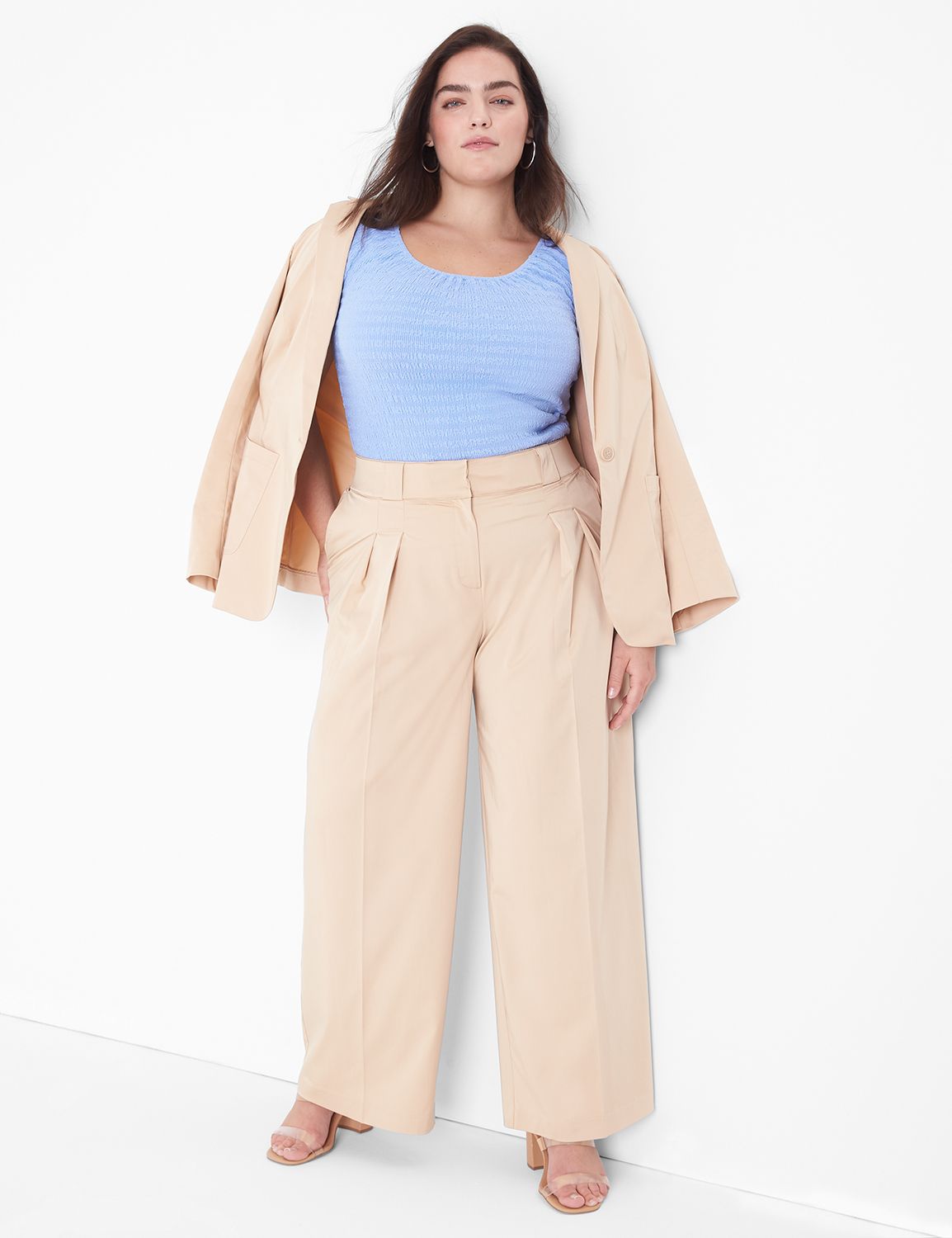 Silky Chino Tailored Wide Leg Pant | LaneBryant