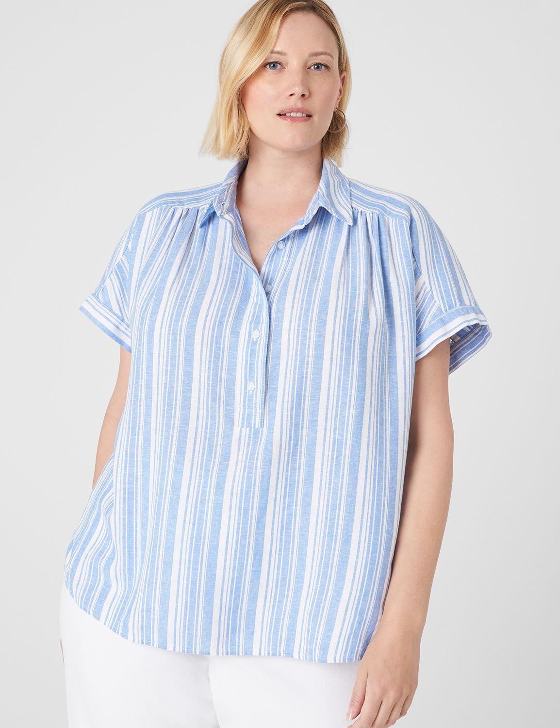 Classic Short Sleeve Collared Pop O | LaneBryant