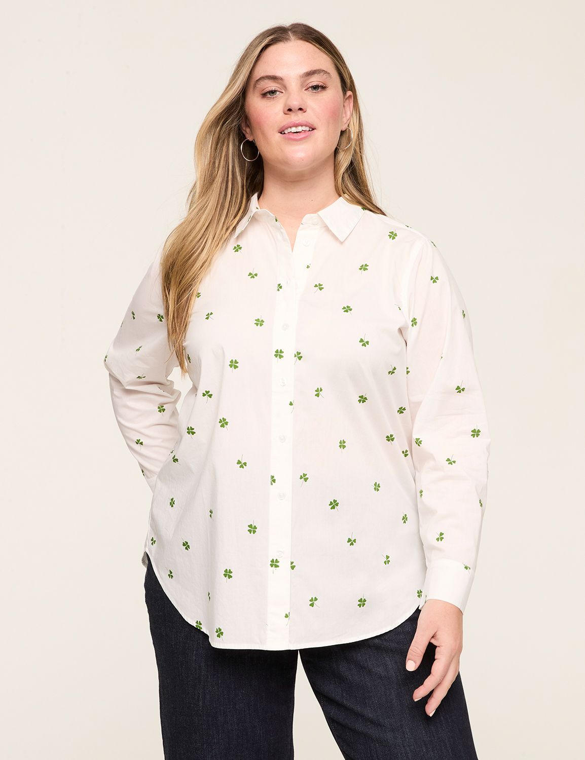 Classic Long Sleeve Collared Button | LaneBryant