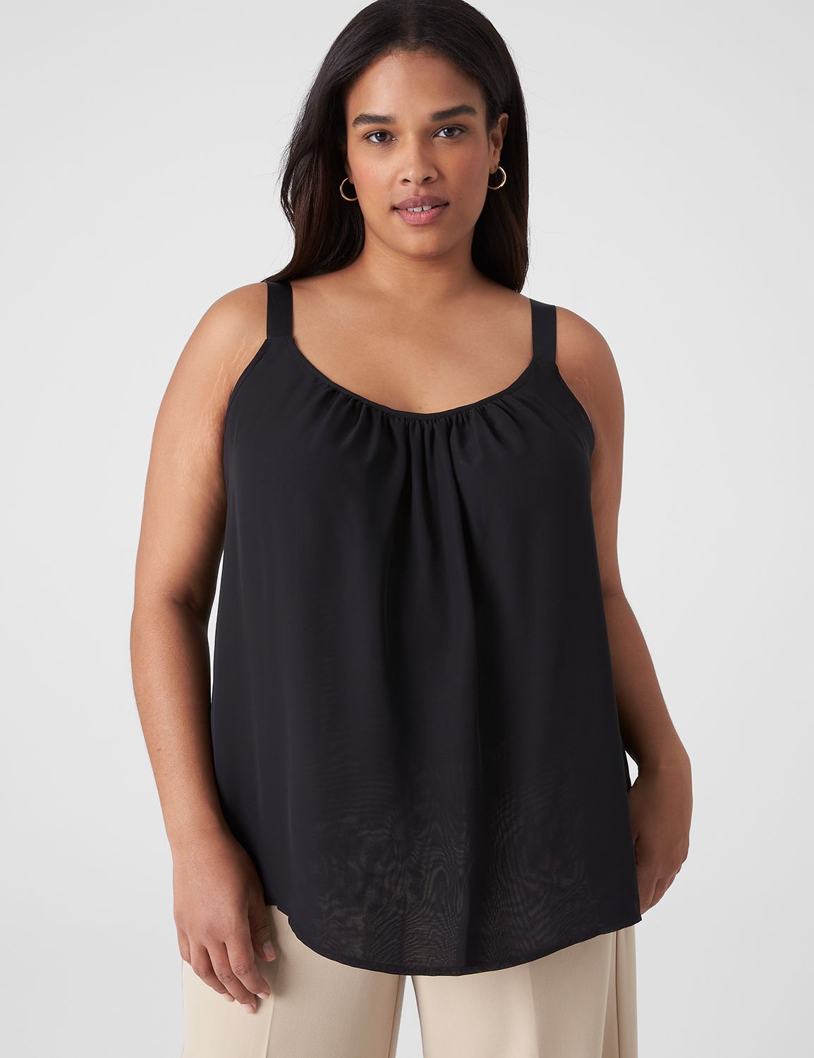 Straight Hem Cami With Grosgrain Ribbon Straps | LaneBryant