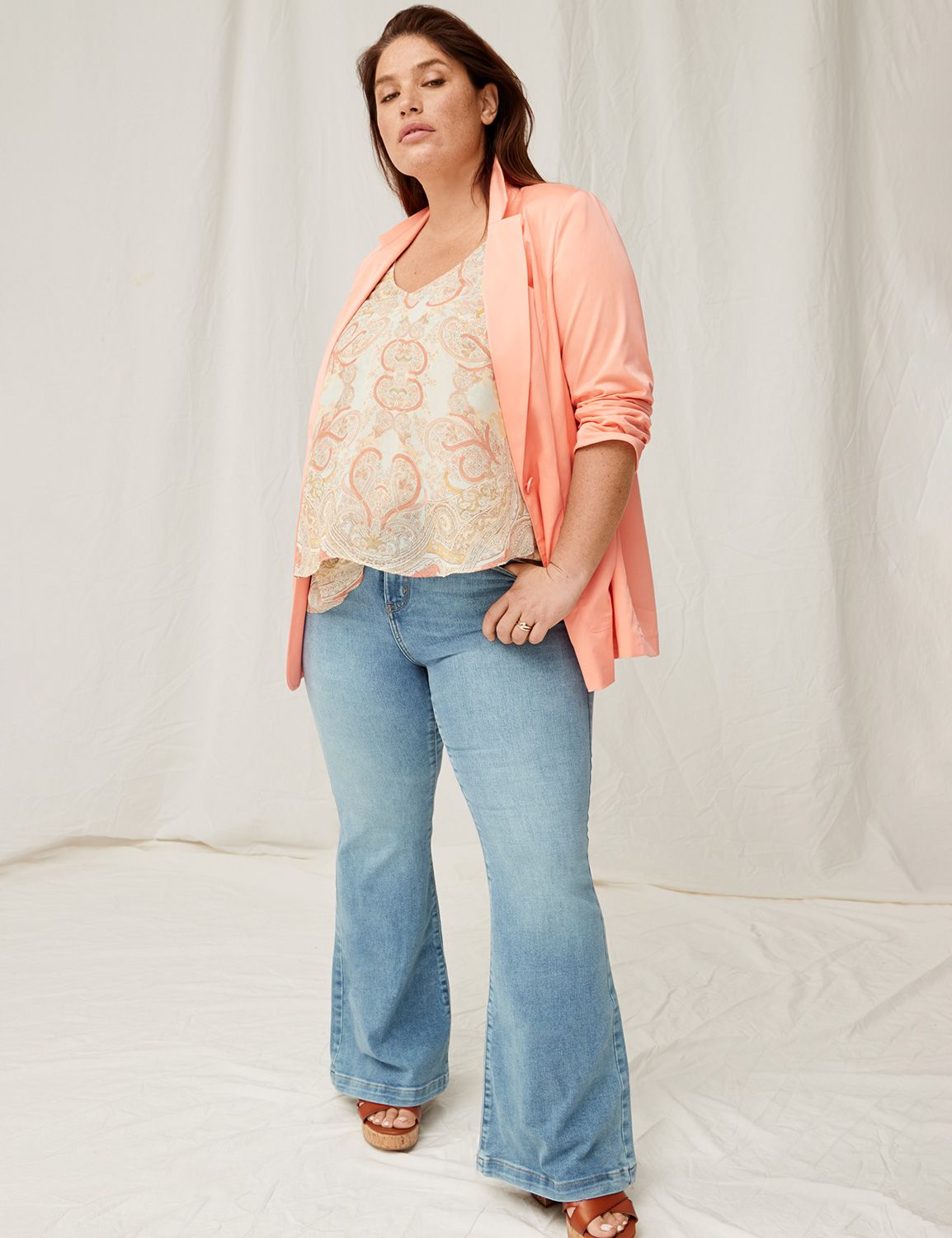Sleeveless V Neck Swing Double Laye | LaneBryant