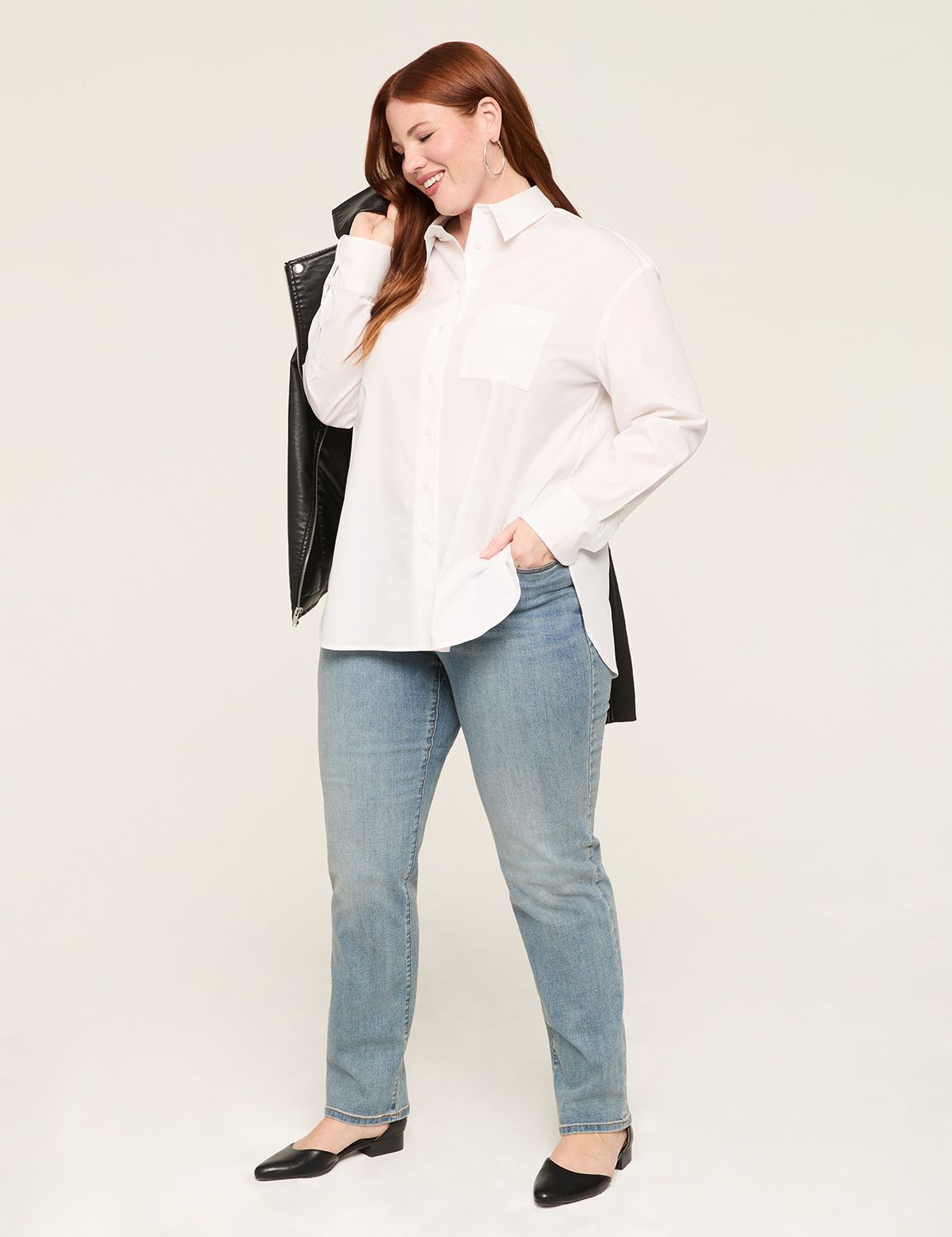 Relaxed Button-Down Boyfriend Shirt LaneBryant