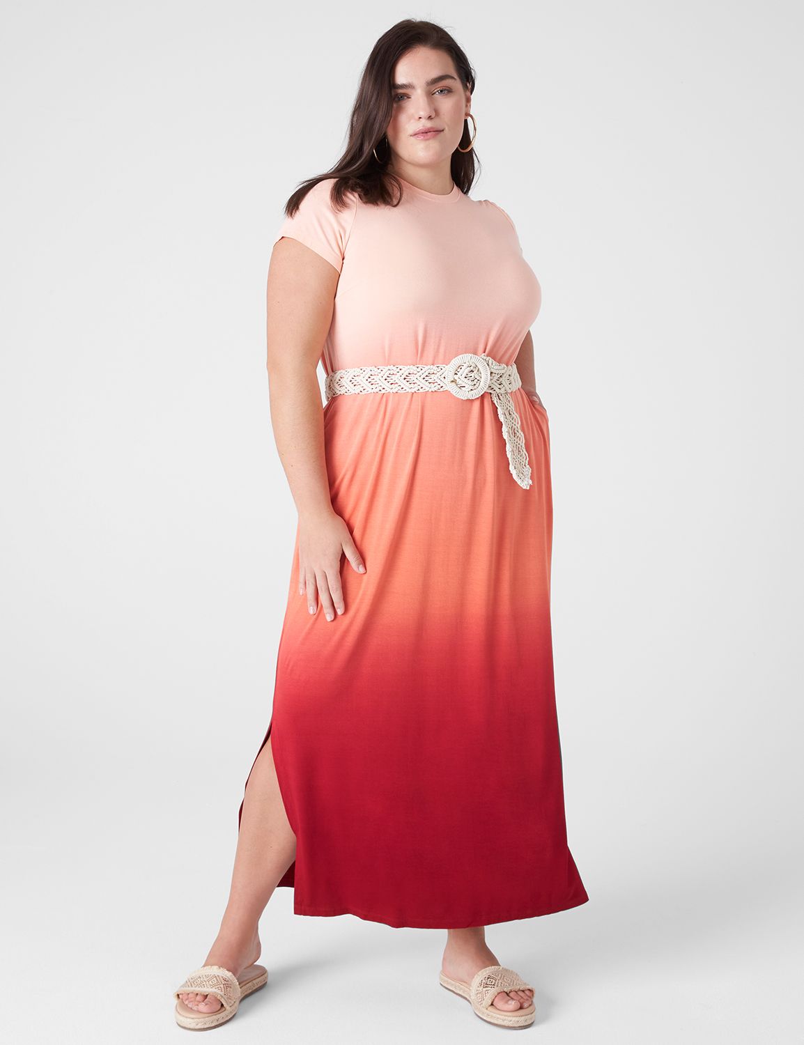 Short Sleeve Side Slits Sheath Maxi | LaneBryant