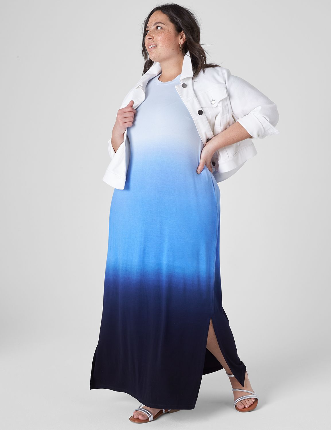 Short Sleeve Side Slits Sheath Maxi Product Image 1