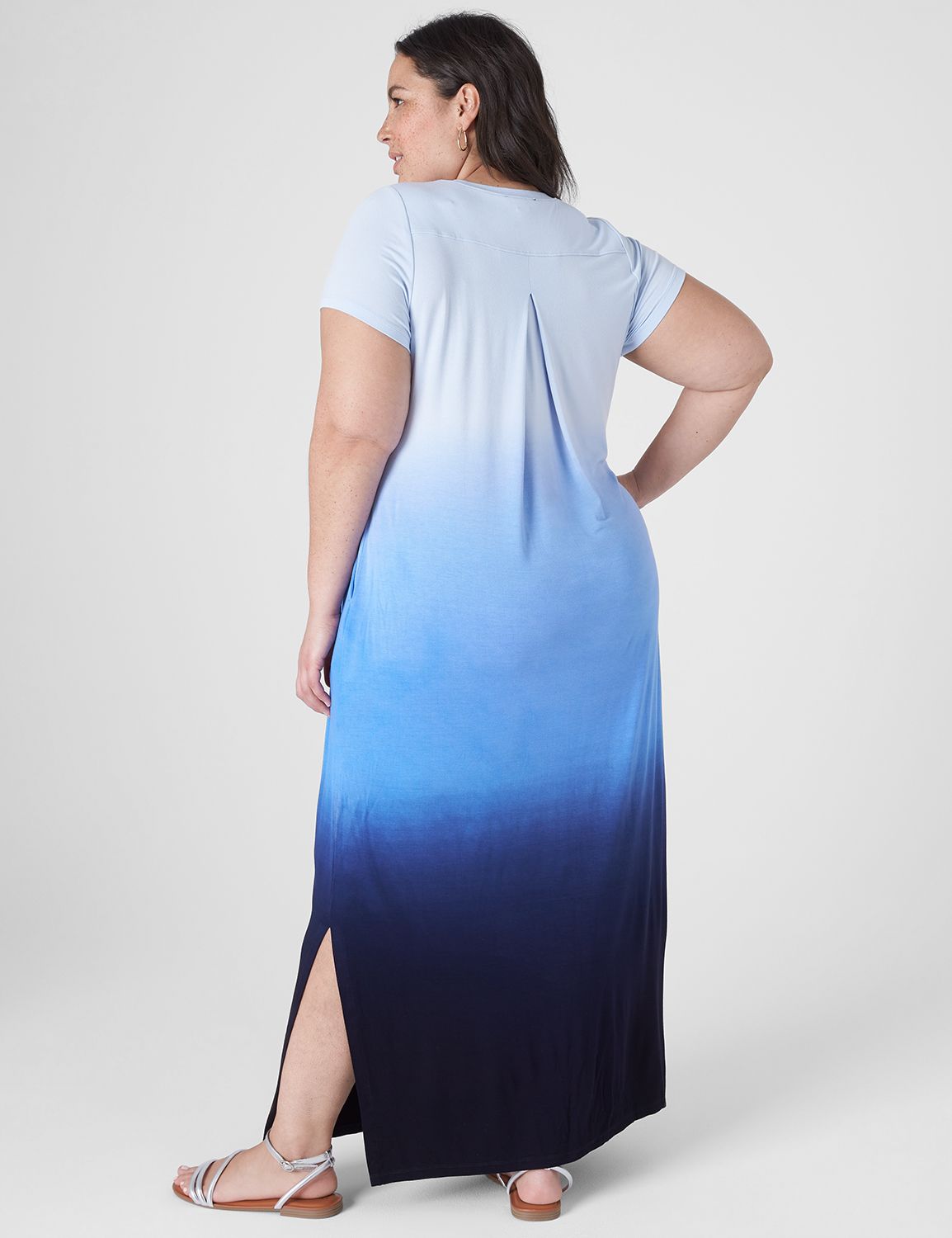 Short Sleeve Side Slits Sheath Maxi Product Image 2