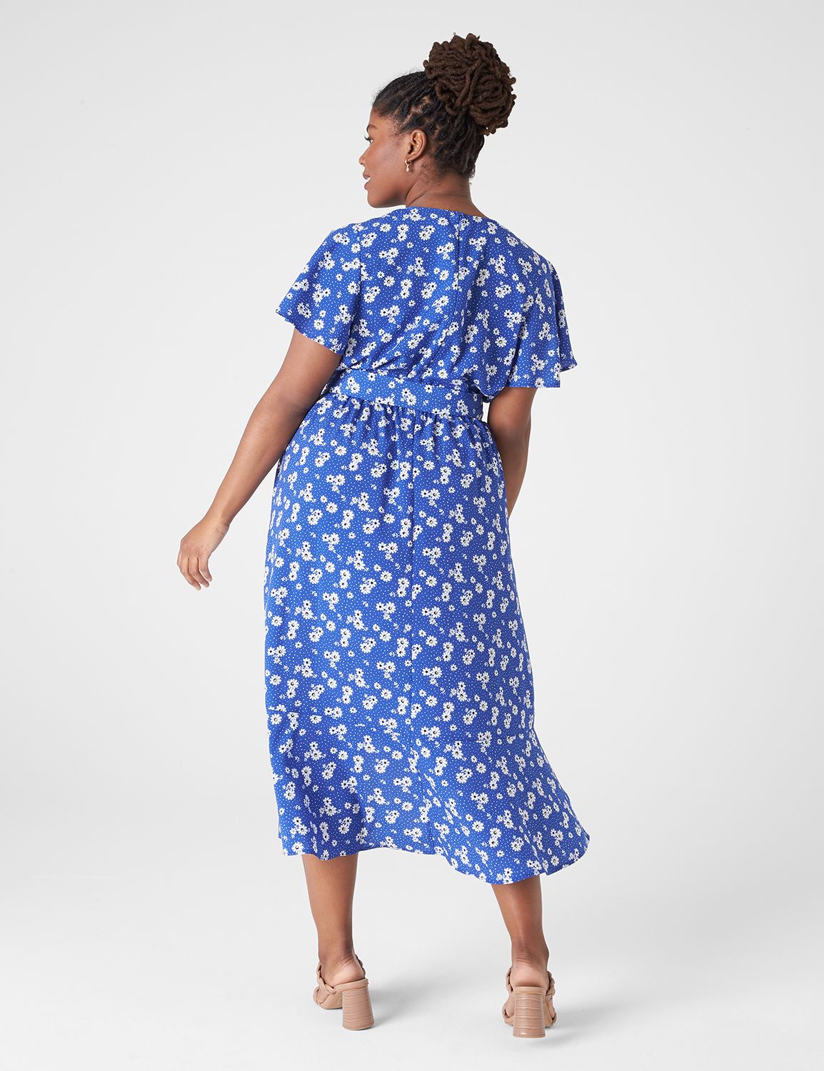 Short Flutter Sleeve Surplice Ruffl | LaneBryant