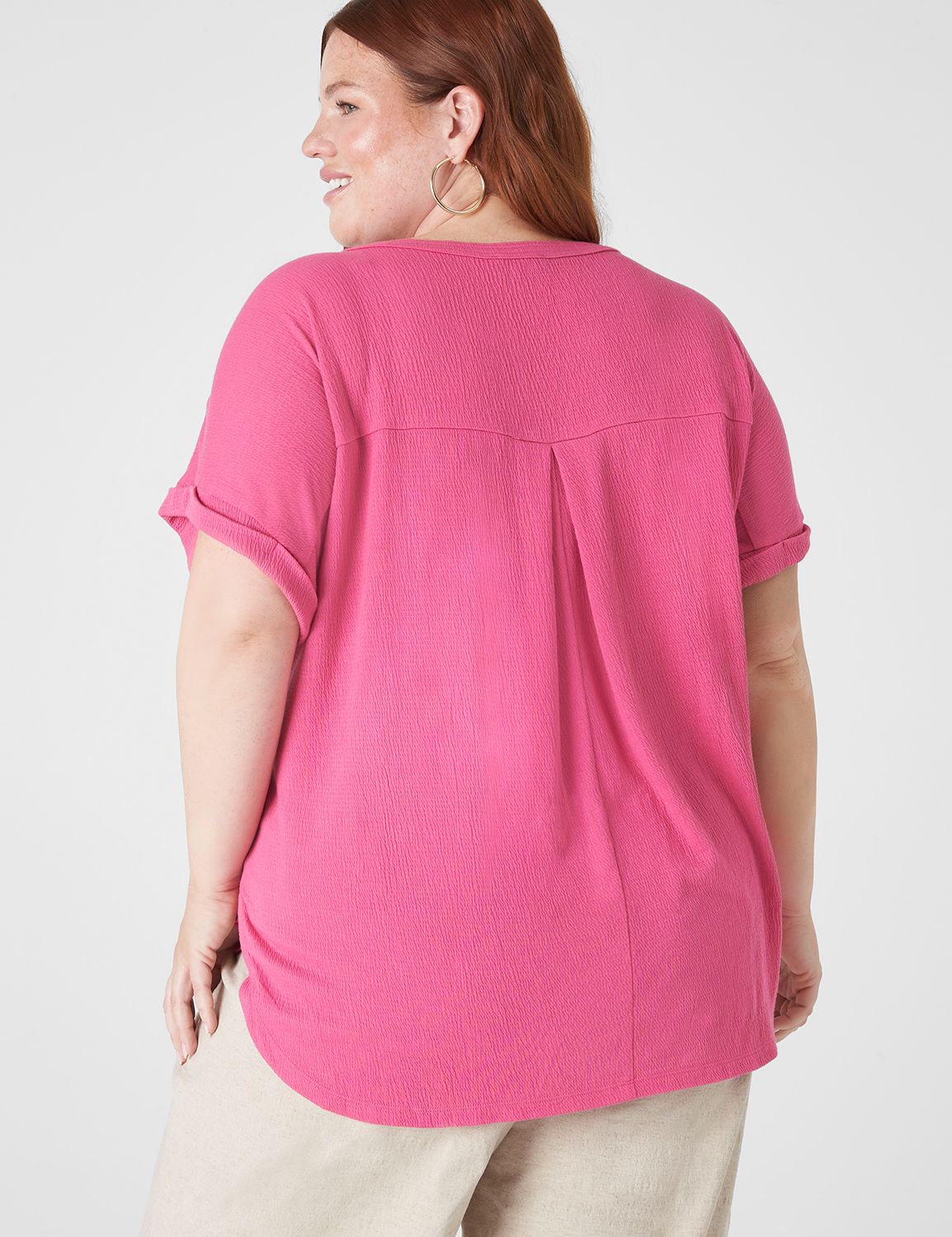 Classic Cap Sleeve Notch Neck Textu Product Image 2