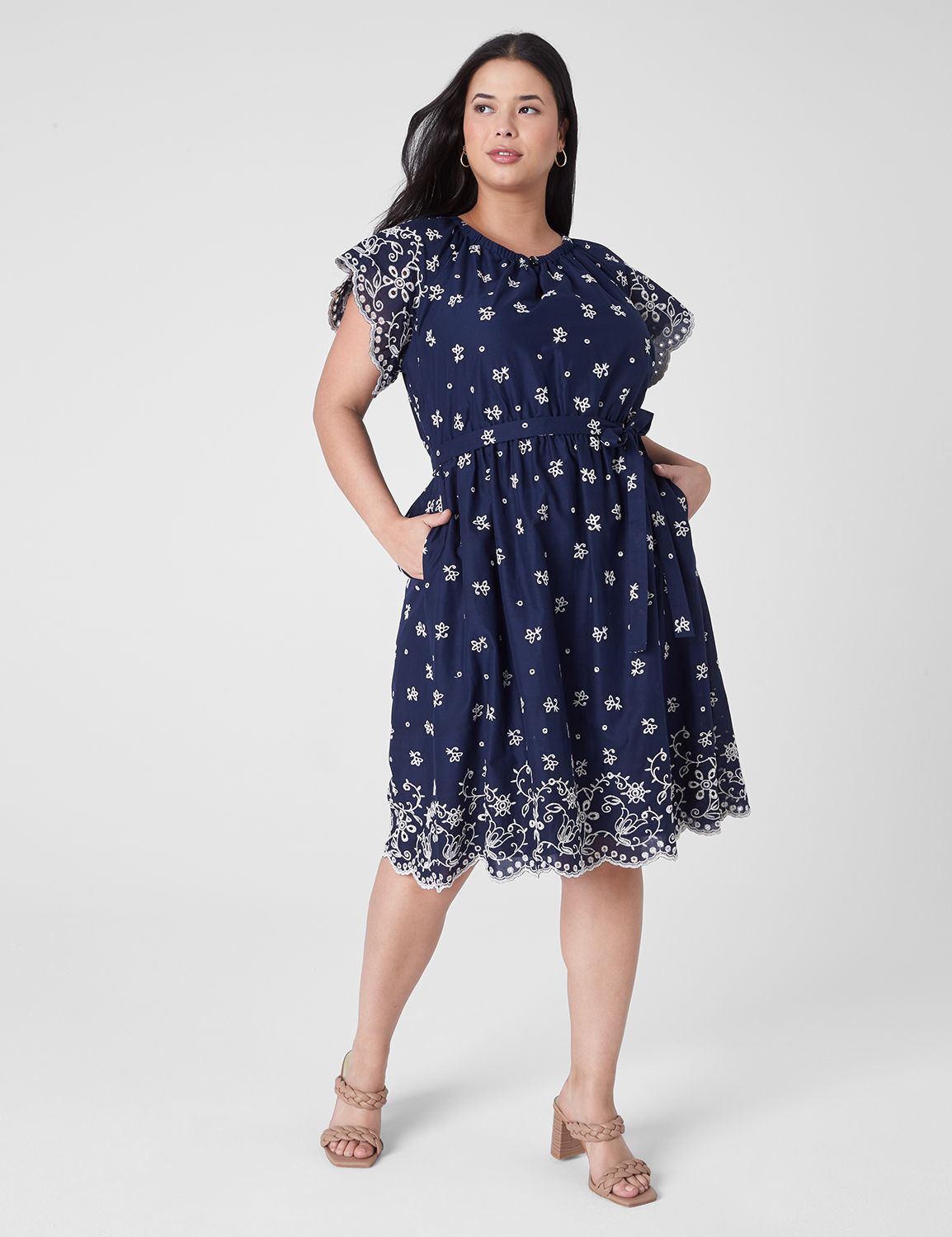 Cap-Sleeve Ruched Fit & Flare Dress | LaneBryant